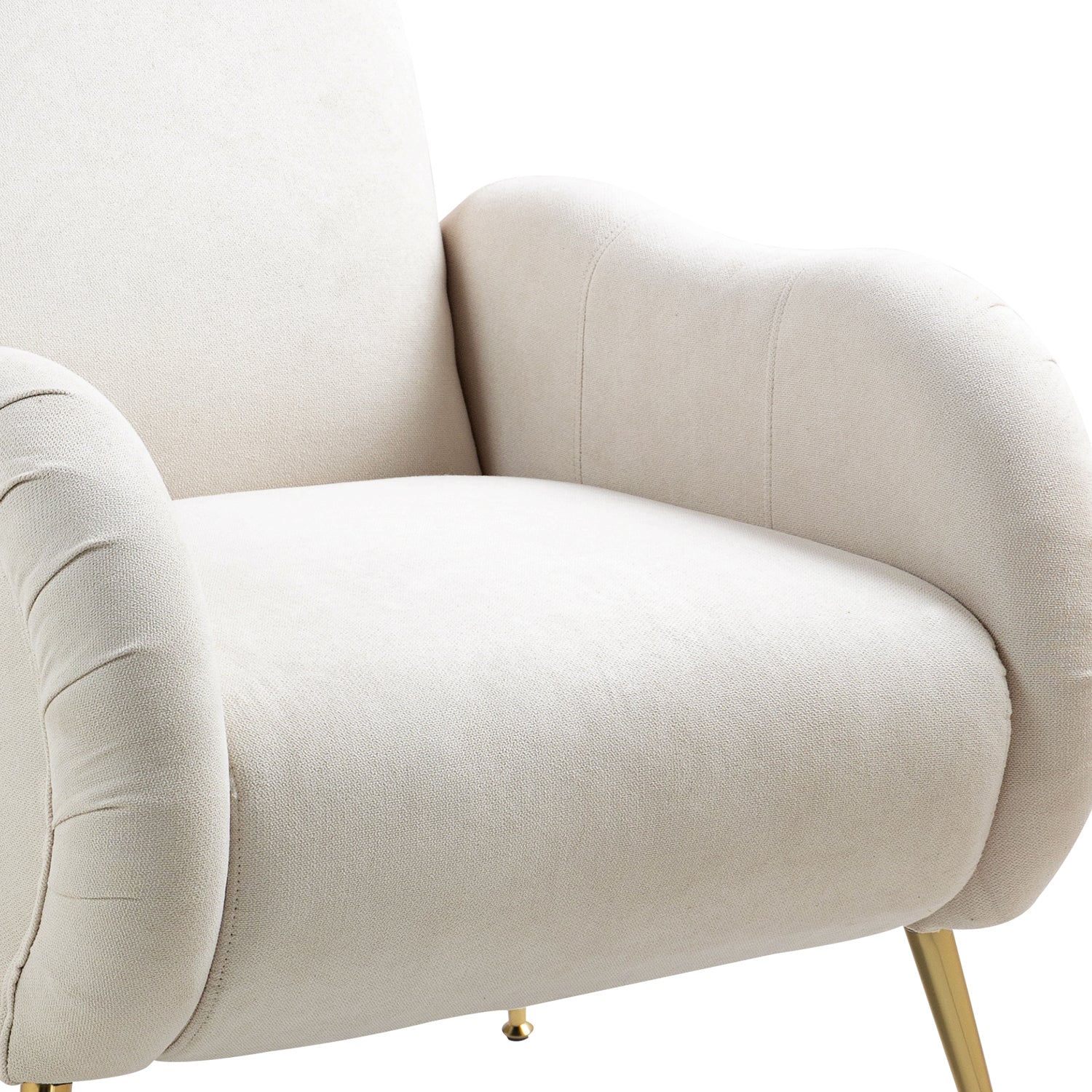 Pefelife Accent Upholstered Single Chair White Sherpa Armchair with Golden Legs