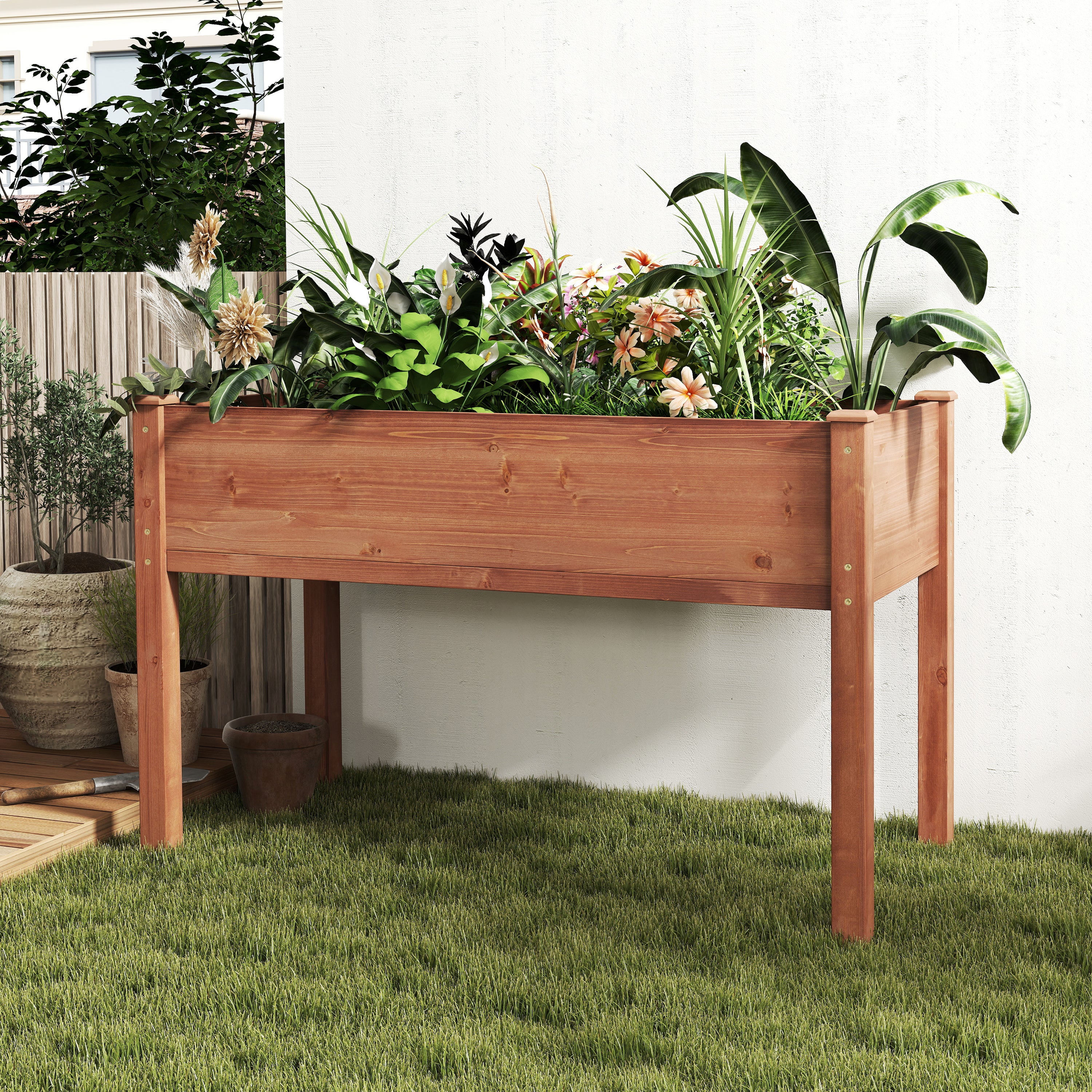 Pefelife 30in Height Raised Garden Bed with Legs, Elevated Wooden Planter Box