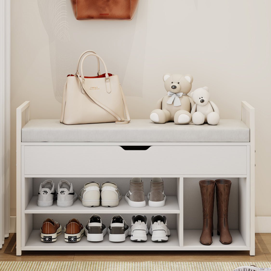 Pefelife Entryway Shoe Bench with Lift Top Storage Box