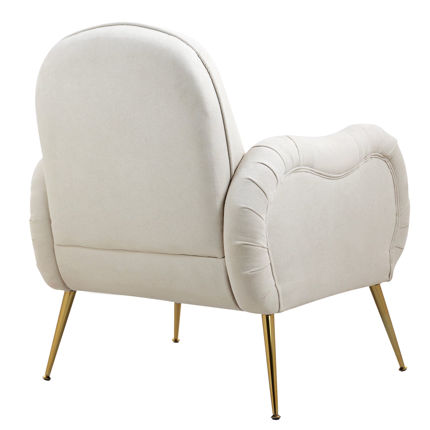 Pefelife Accent Upholstered Single Chair White Sherpa Armchair with Golden Legs