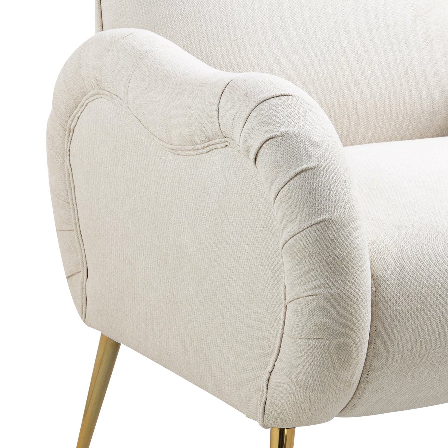 Pefelife Accent Upholstered Single Chair White Sherpa Armchair with Golden Legs