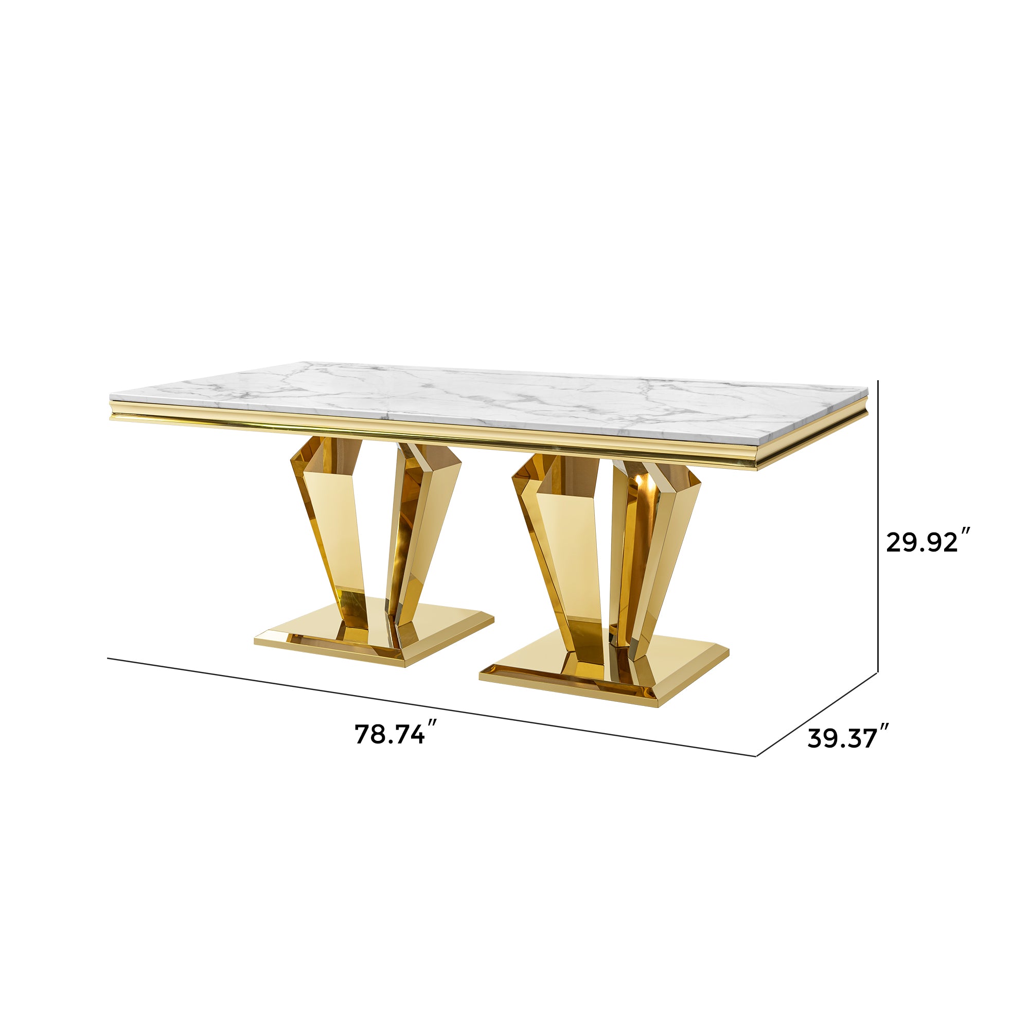Pefelife Coffee Table, Stainless Steel Base with MDF Marble Pattern Top