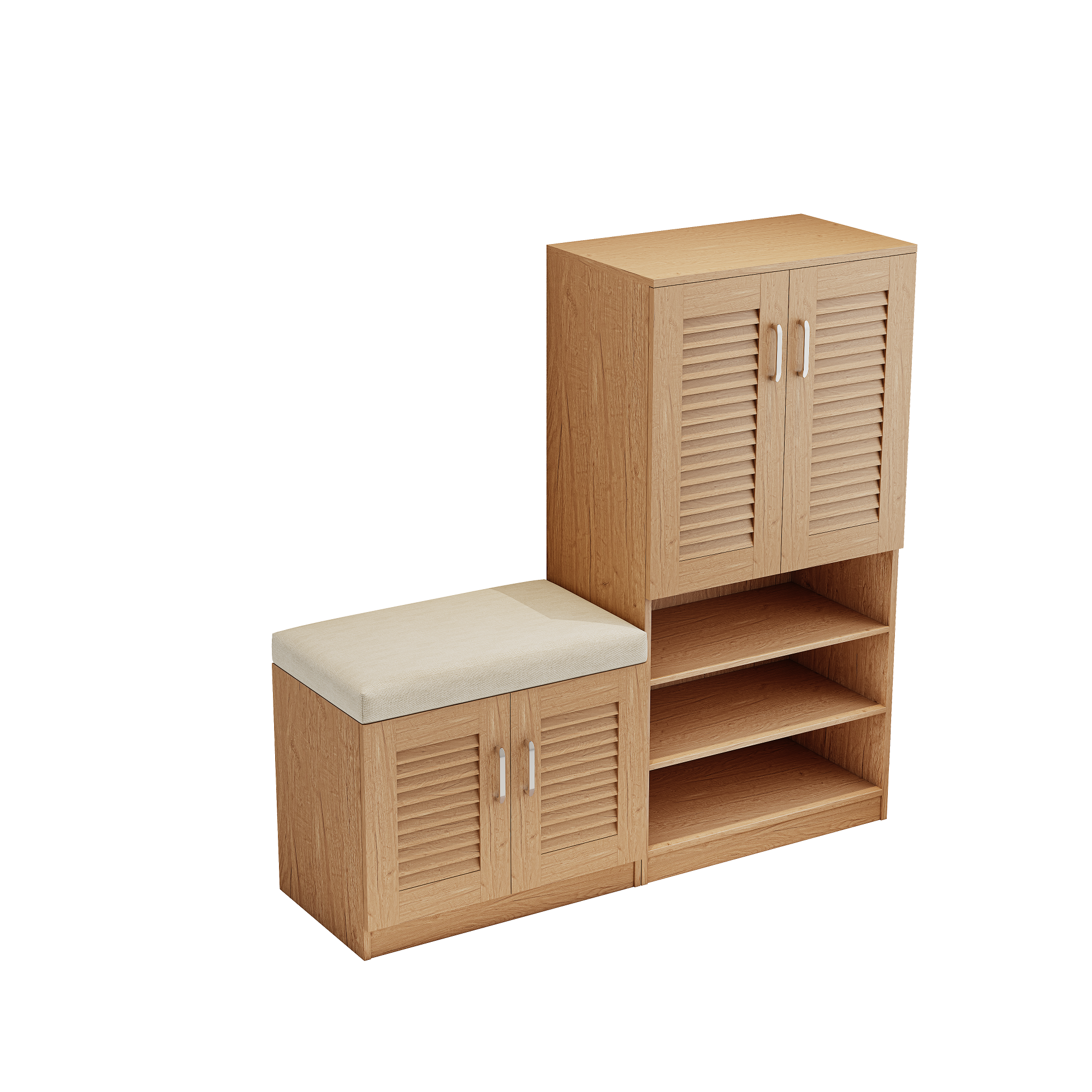 Pefelife 28.74in Shoe Storage Entryway Bench with Adjustable Shelves