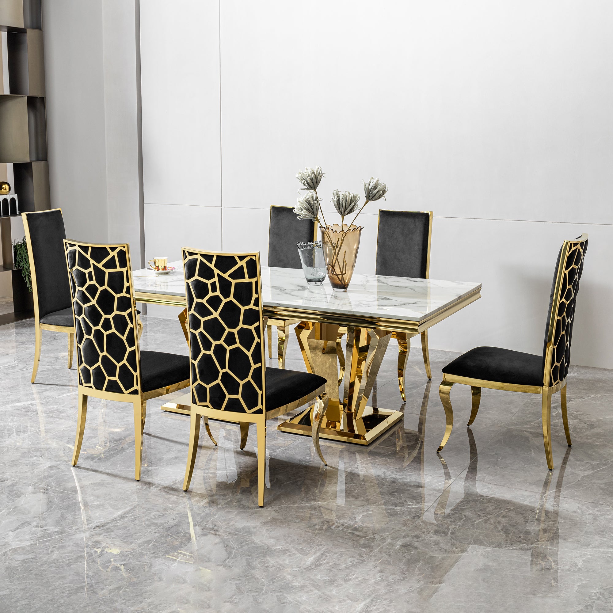 Pefelife Coffee Table, Stainless Steel Base with MDF Marble Pattern Top