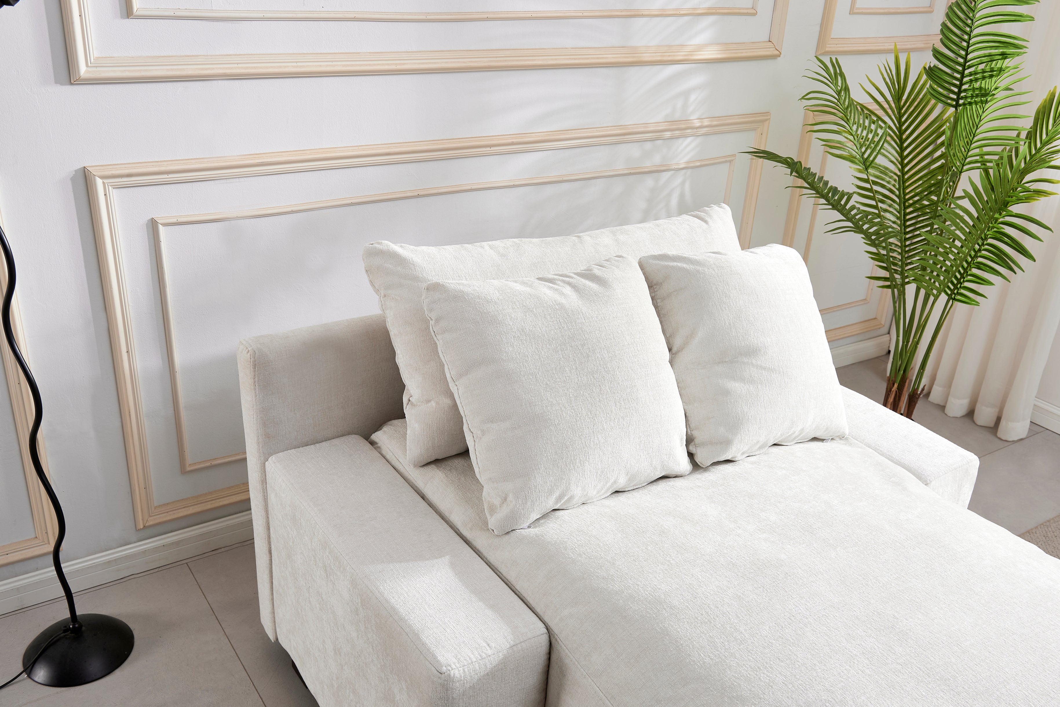 Pefelife Upholstery Sectional Sleeper Sofa Couch Bed for Apartment, Chenille Fabric