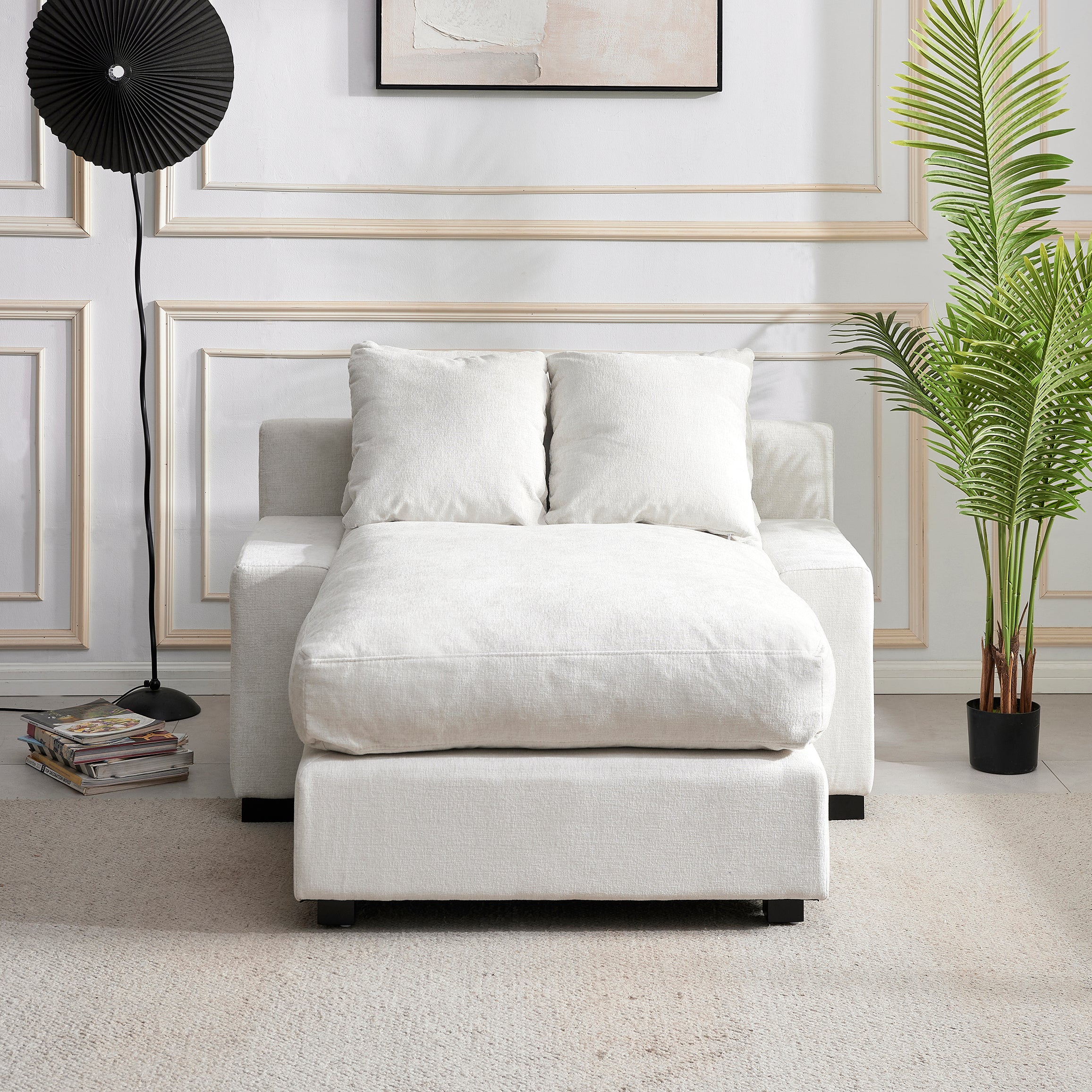 Pefelife Upholstery Sectional Sleeper Sofa Couch Bed for Apartment, Chenille Fabric