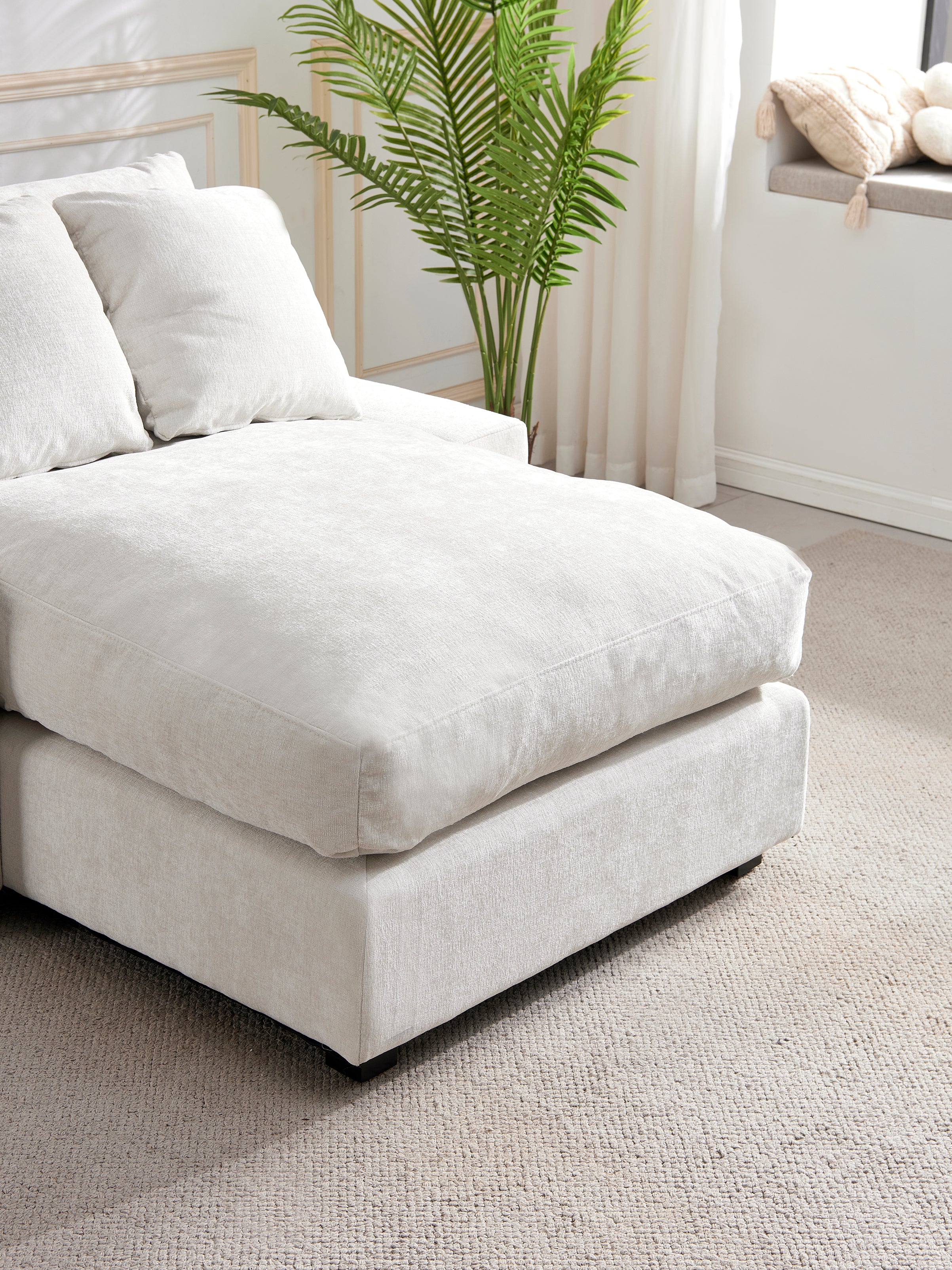 Pefelife Upholstery Sectional Sleeper Sofa Couch Bed for Apartment, Chenille Fabric