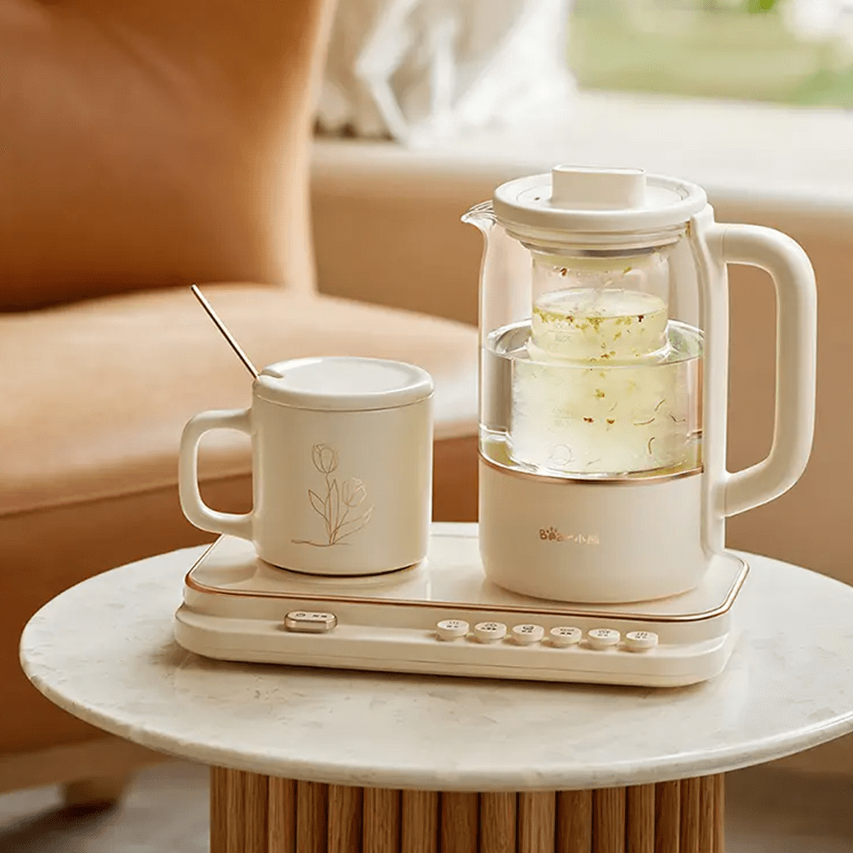 Electric Kettle 0.8L 500W, 304 Stainless Steel, Ceramic Cup