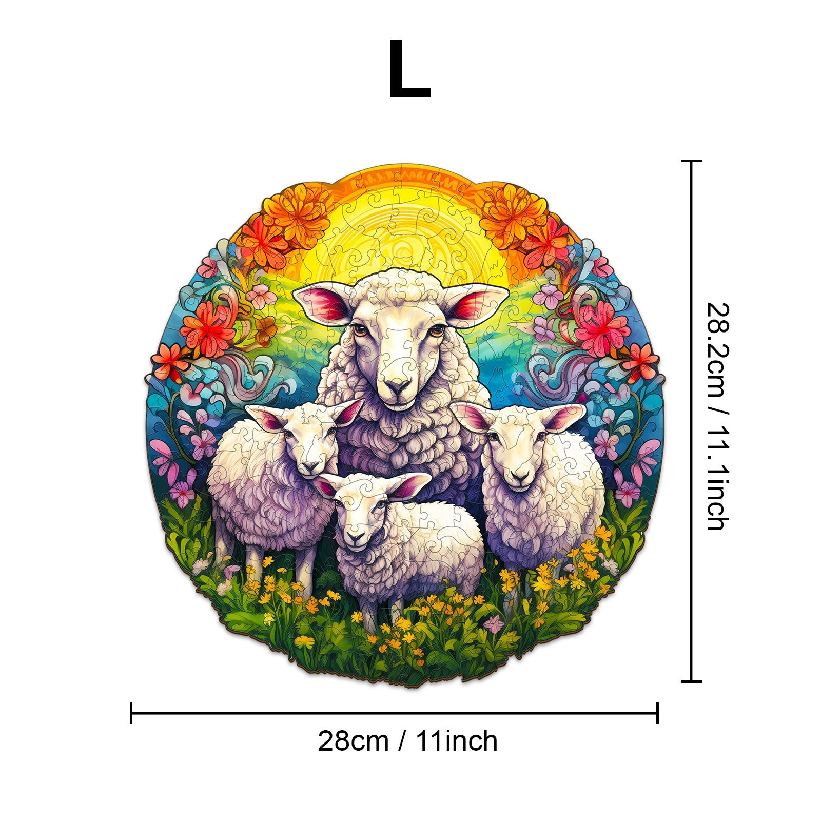 Pefelife Wooden Jigsaw Puzzle for Adults, Mandala Sheep Puzzle