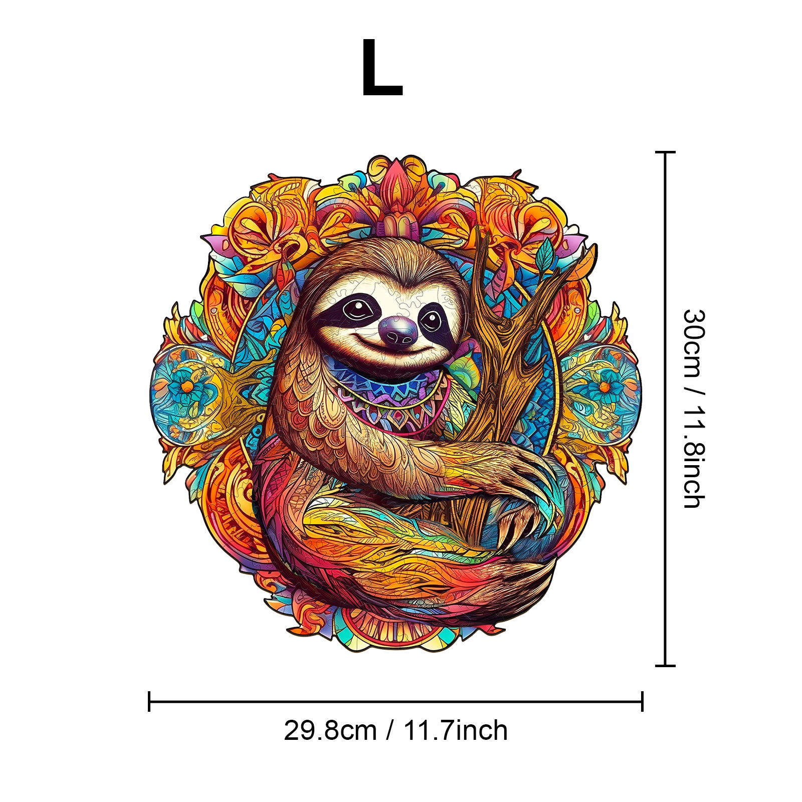 Pefelife Wooden Jigsaw Puzzle for Adults, A Happy Sloth Puzzle
