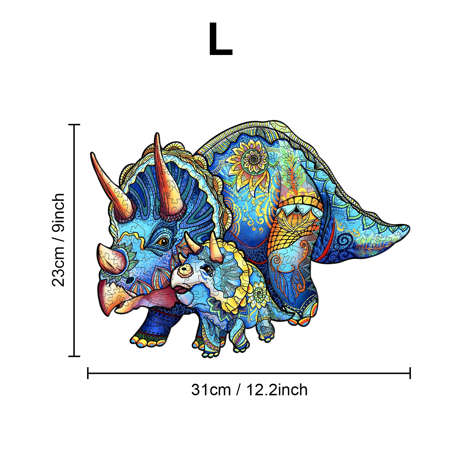 Pefelife Wooden Jigsaw Puzzle for Adults, Triceratops Puzzle