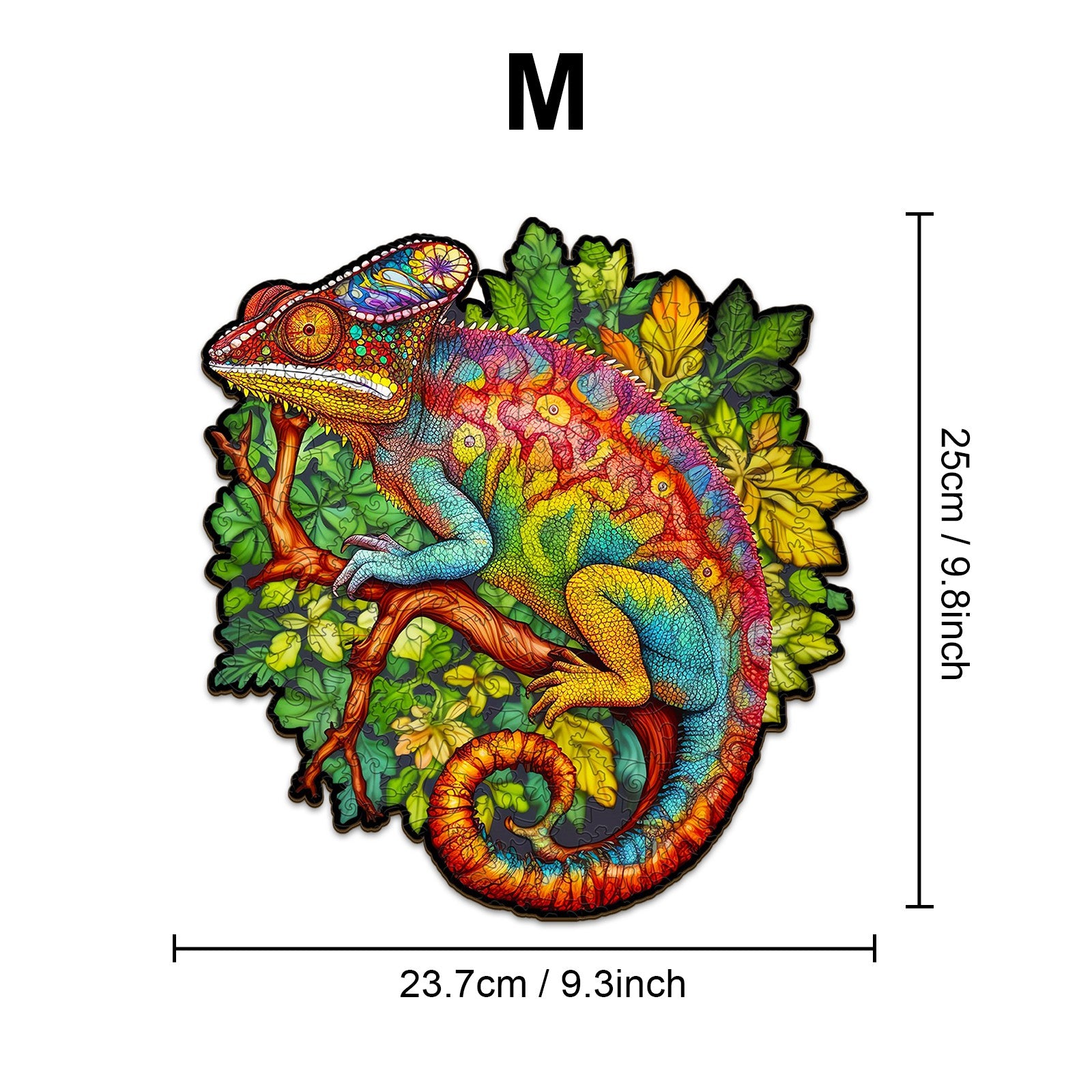 Pefelife Wooden Jigsaw Puzzle for Adults, Colored Chameleon Puzzle