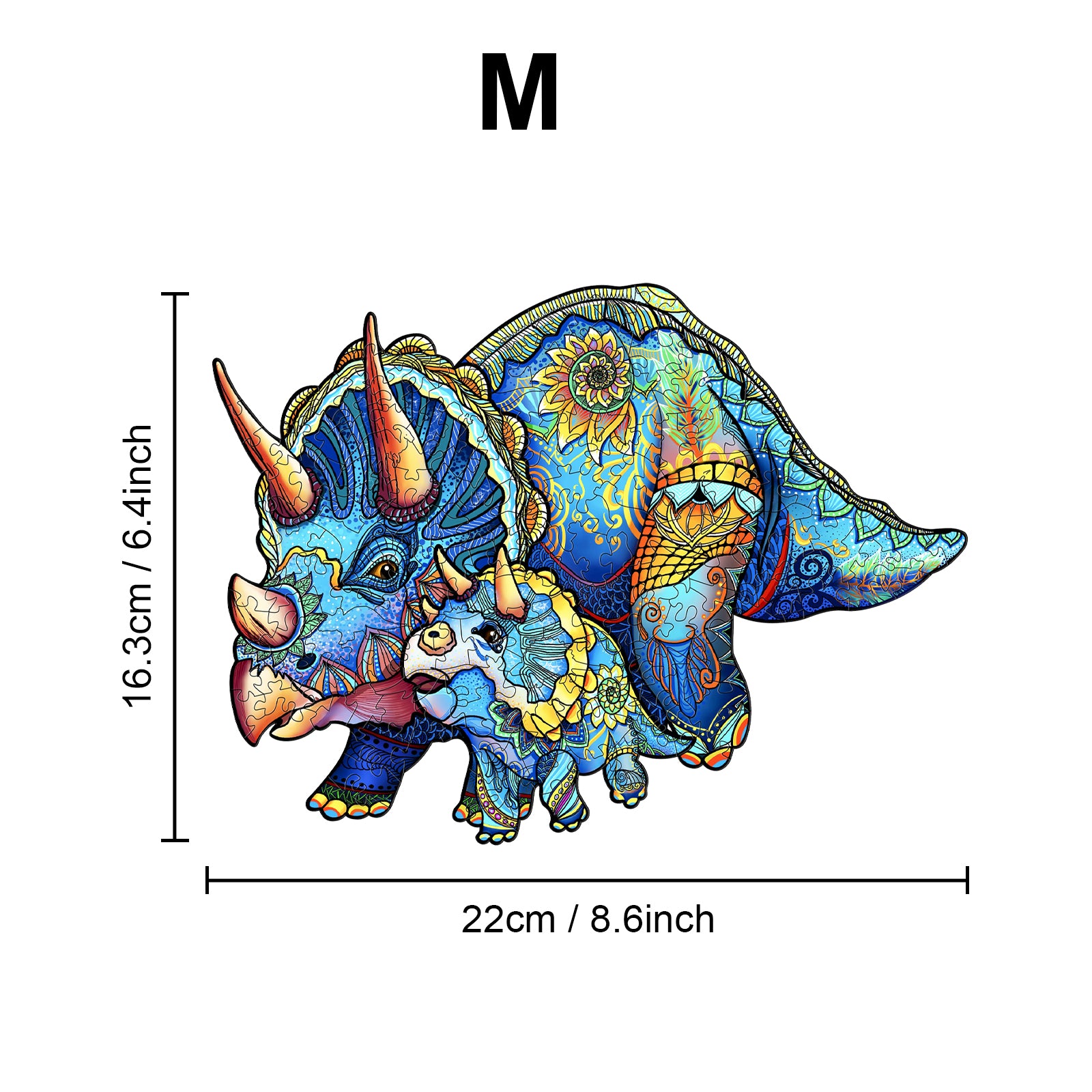 Pefelife Wooden Jigsaw Puzzle for Adults, Triceratops Puzzle