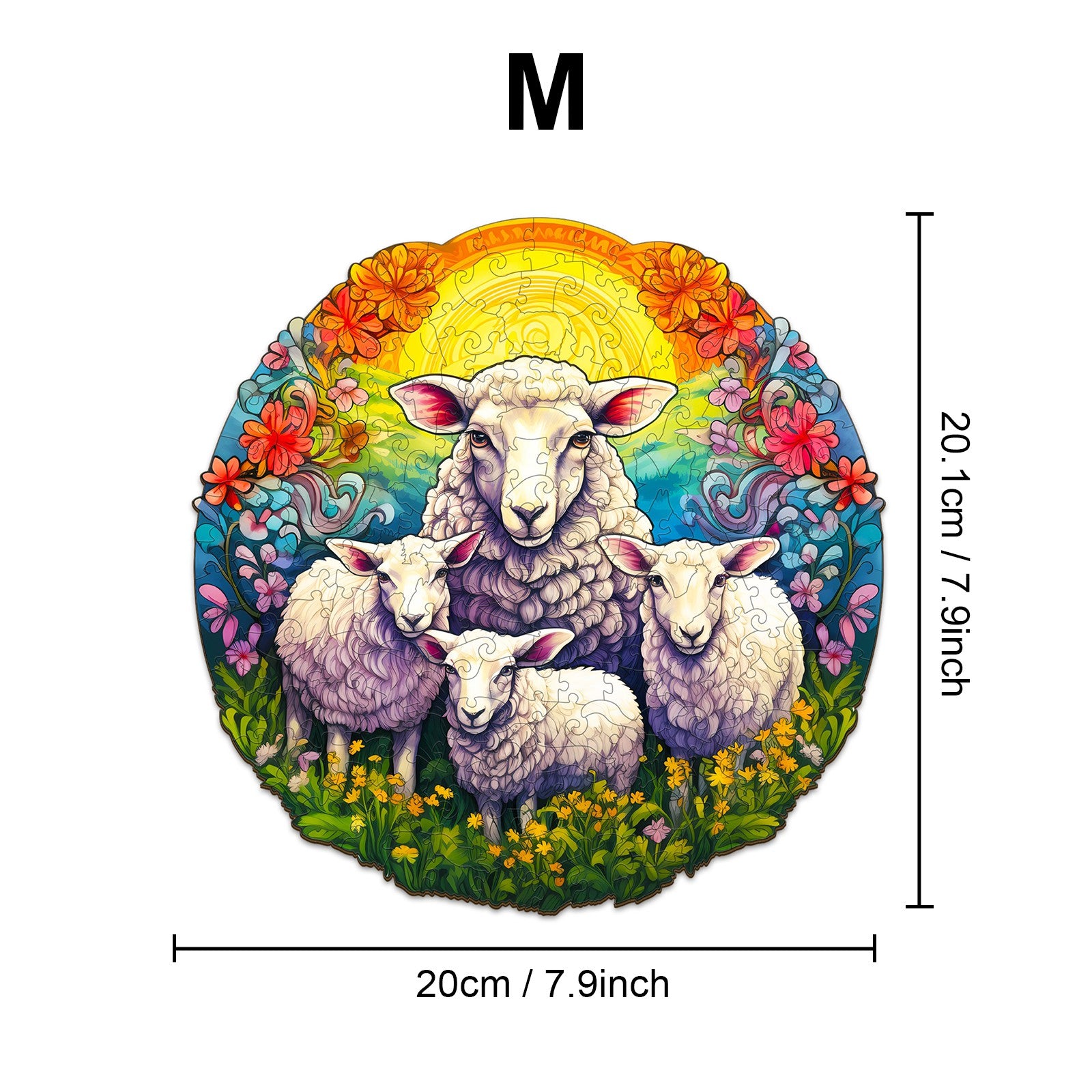 Pefelife Wooden Jigsaw Puzzle for Adults, Mandala Sheep Puzzle