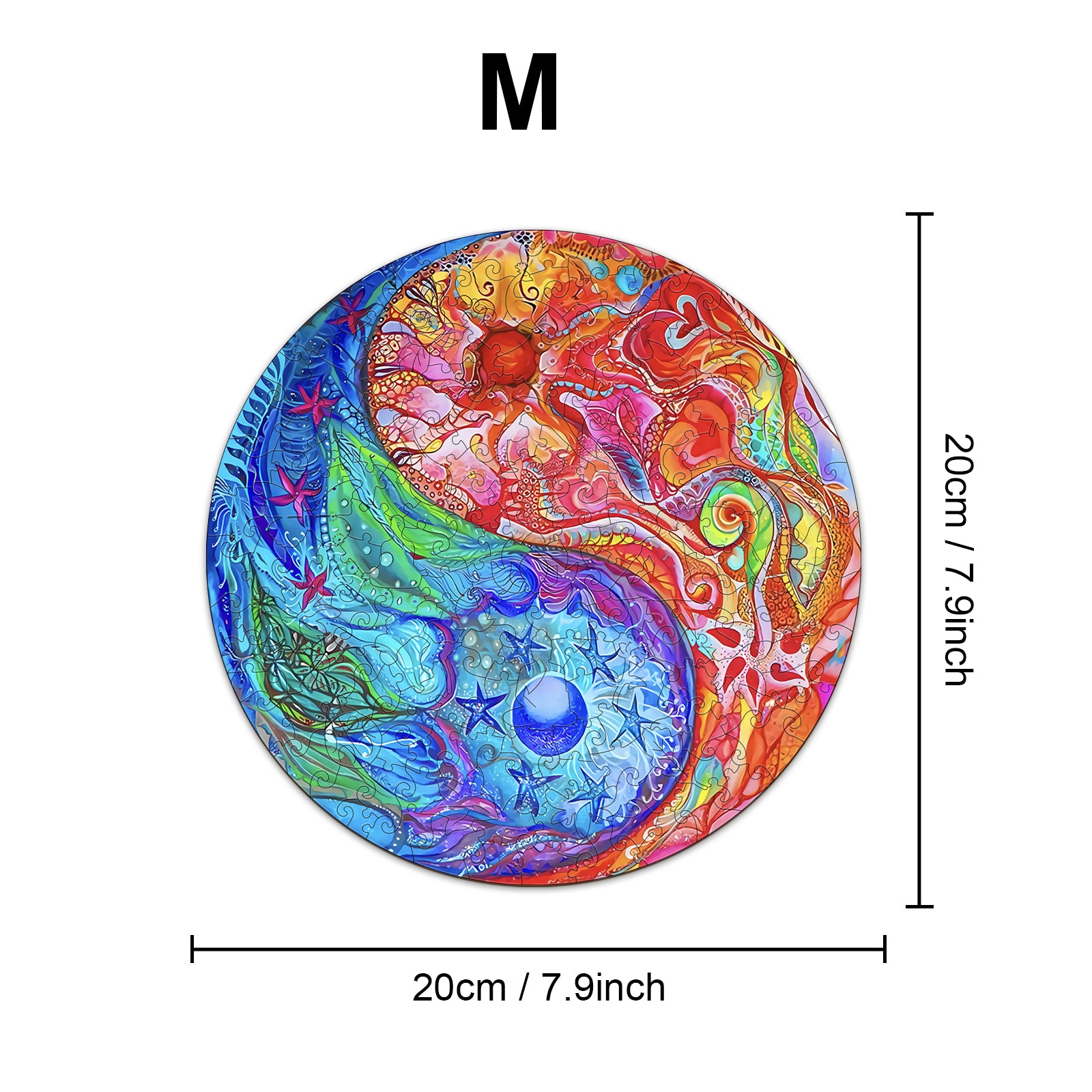 Pefelife Wooden Jigsaw Puzzle for Adults, Mandala Yin-yang Mandala Puzzle