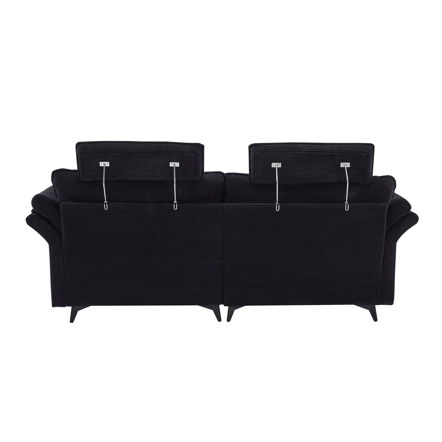 Pefelife Black Oversized, Comfy Corduroy Chaise Lounge Sleeper Chair with Ottoman