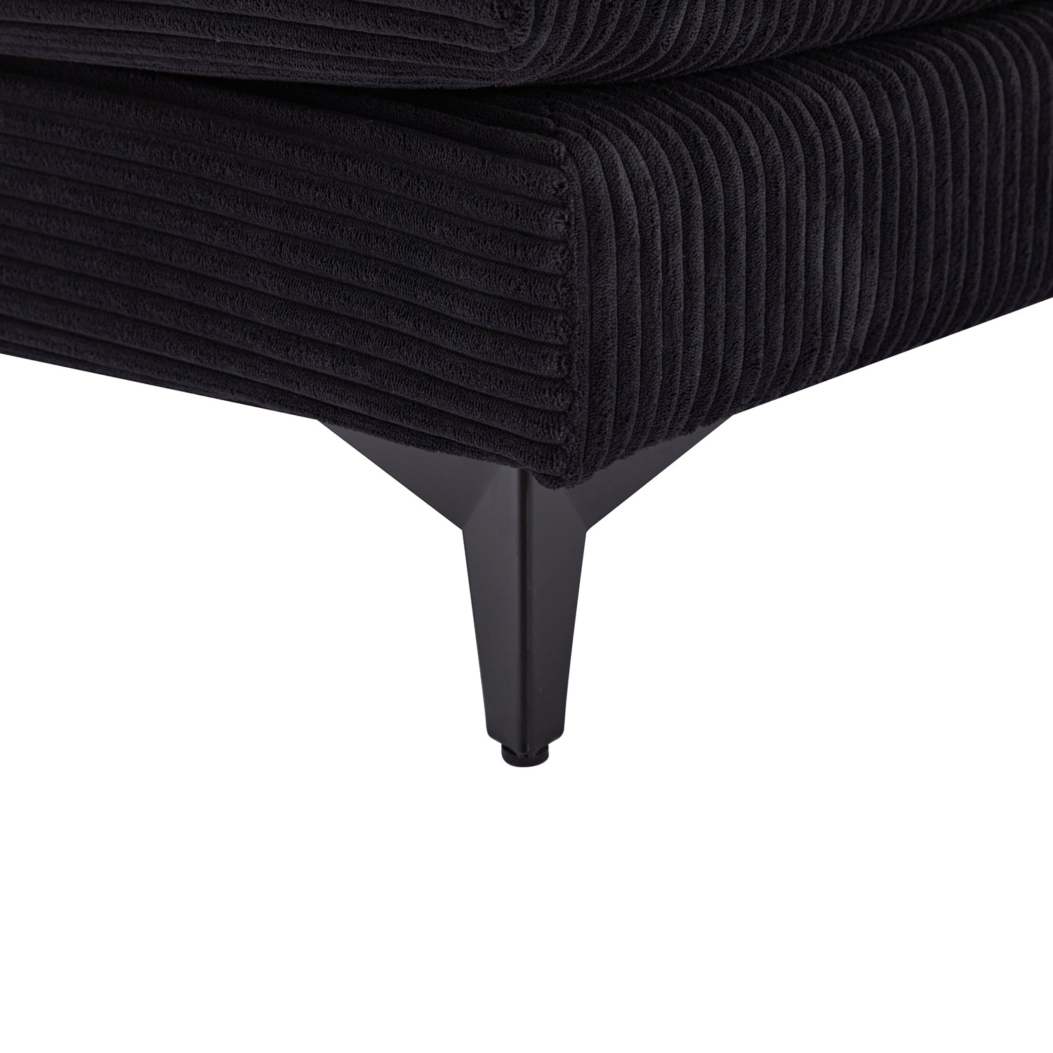 Pefelife Black Oversized, Comfy Corduroy Chaise Lounge Sleeper Chair with Ottoman