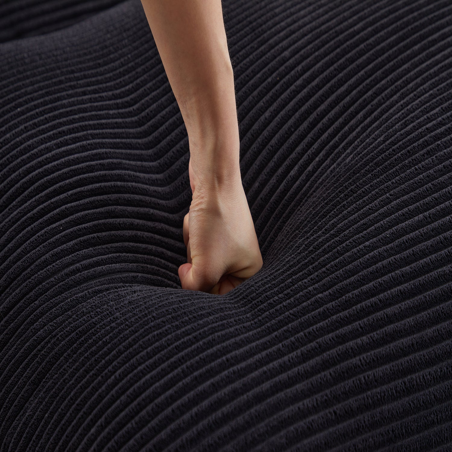 Pefelife Black Oversized, Comfy Corduroy Chaise Lounge Sleeper Chair with Ottoman