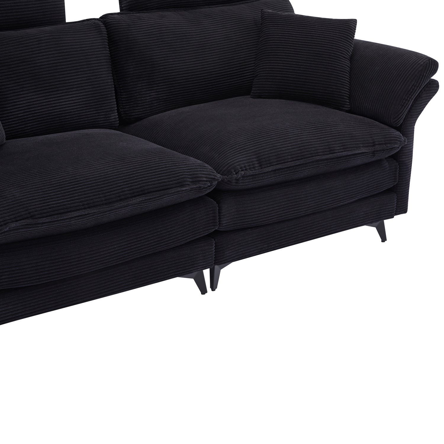 Pefelife Black Oversized, Comfy Corduroy Chaise Lounge Sleeper Chair with Ottoman