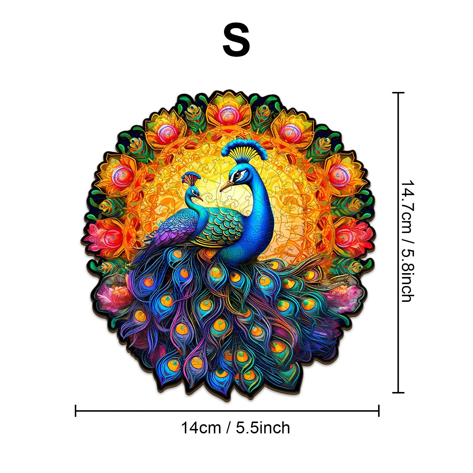 Pefelife Wooden Jigsaw Puzzle for Adults, Peacock Puzzle