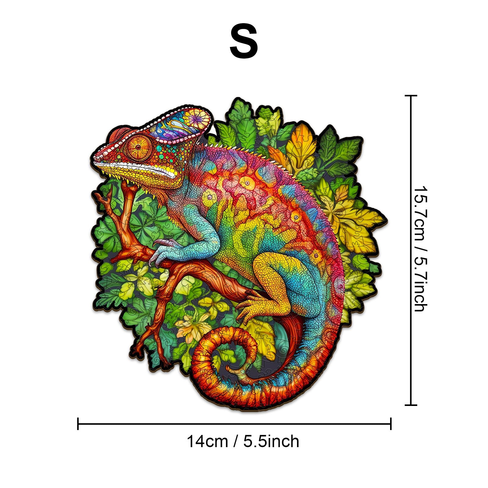 Pefelife Wooden Jigsaw Puzzle for Adults, Colored Chameleon Puzzle