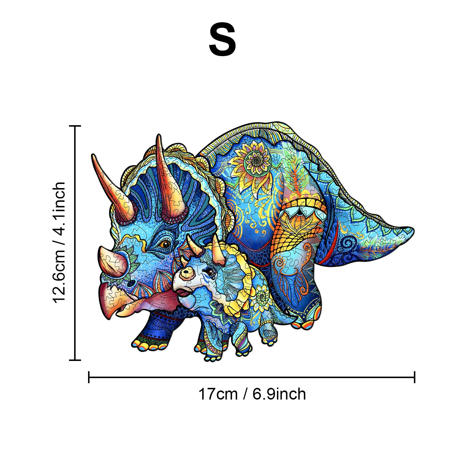 Pefelife Wooden Jigsaw Puzzle for Adults, Triceratops Puzzle
