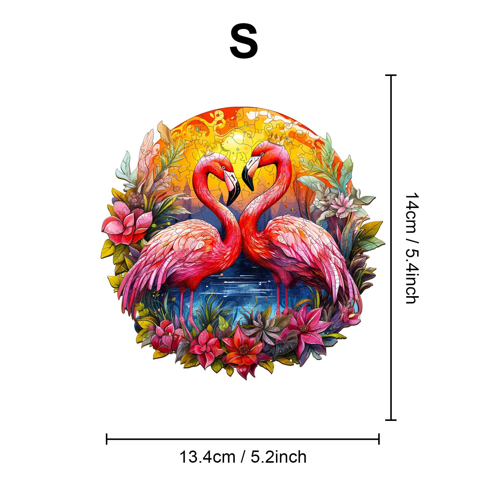 Pefelife Wooden Jigsaw Puzzle for Adults, Flamingo with a Crown Puzzle