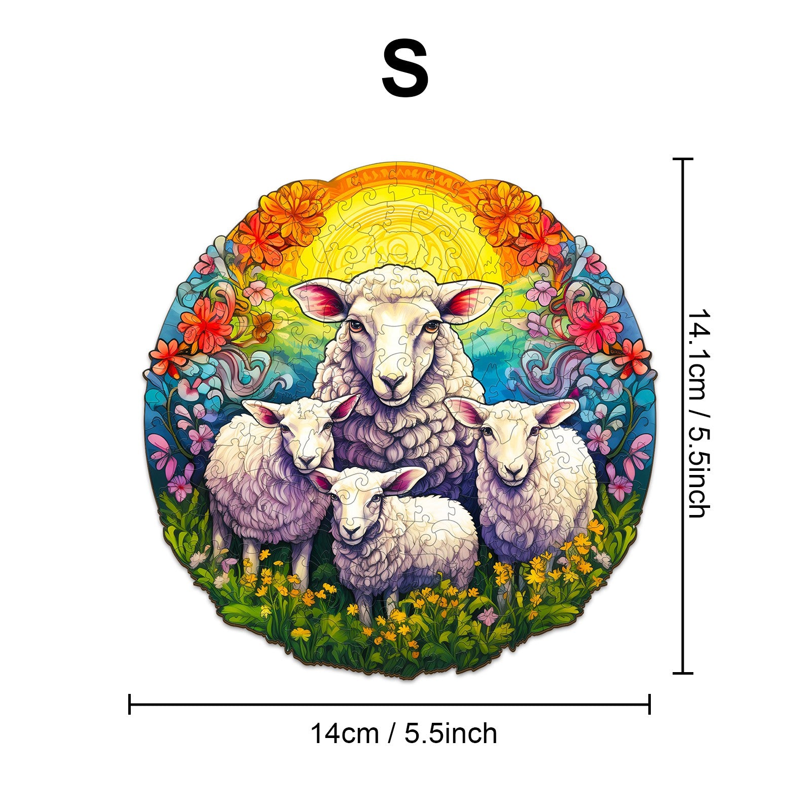 Pefelife Wooden Jigsaw Puzzle for Adults, Mandala Sheep Puzzle