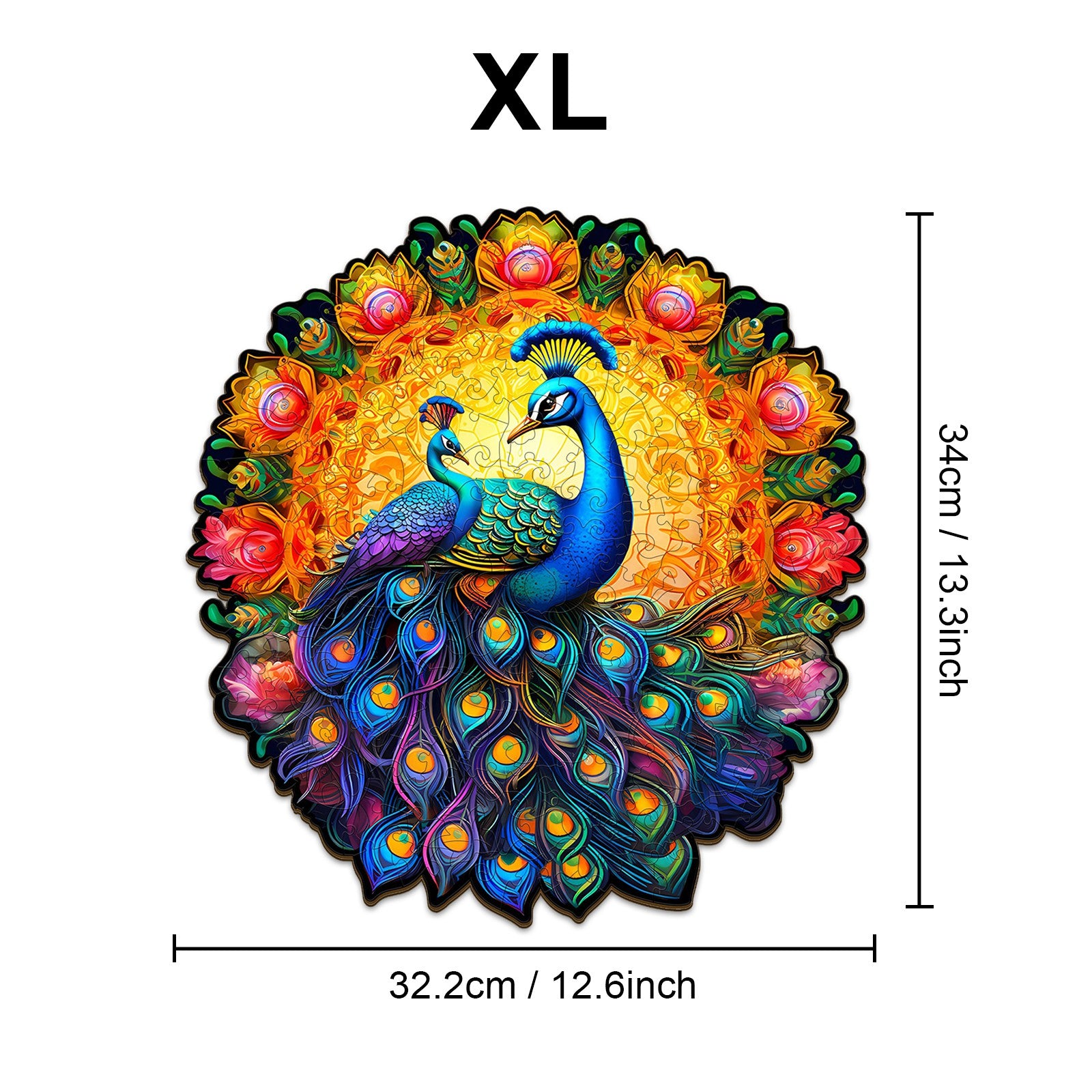 Pefelife Wooden Jigsaw Puzzle for Adults, Peacock Puzzle