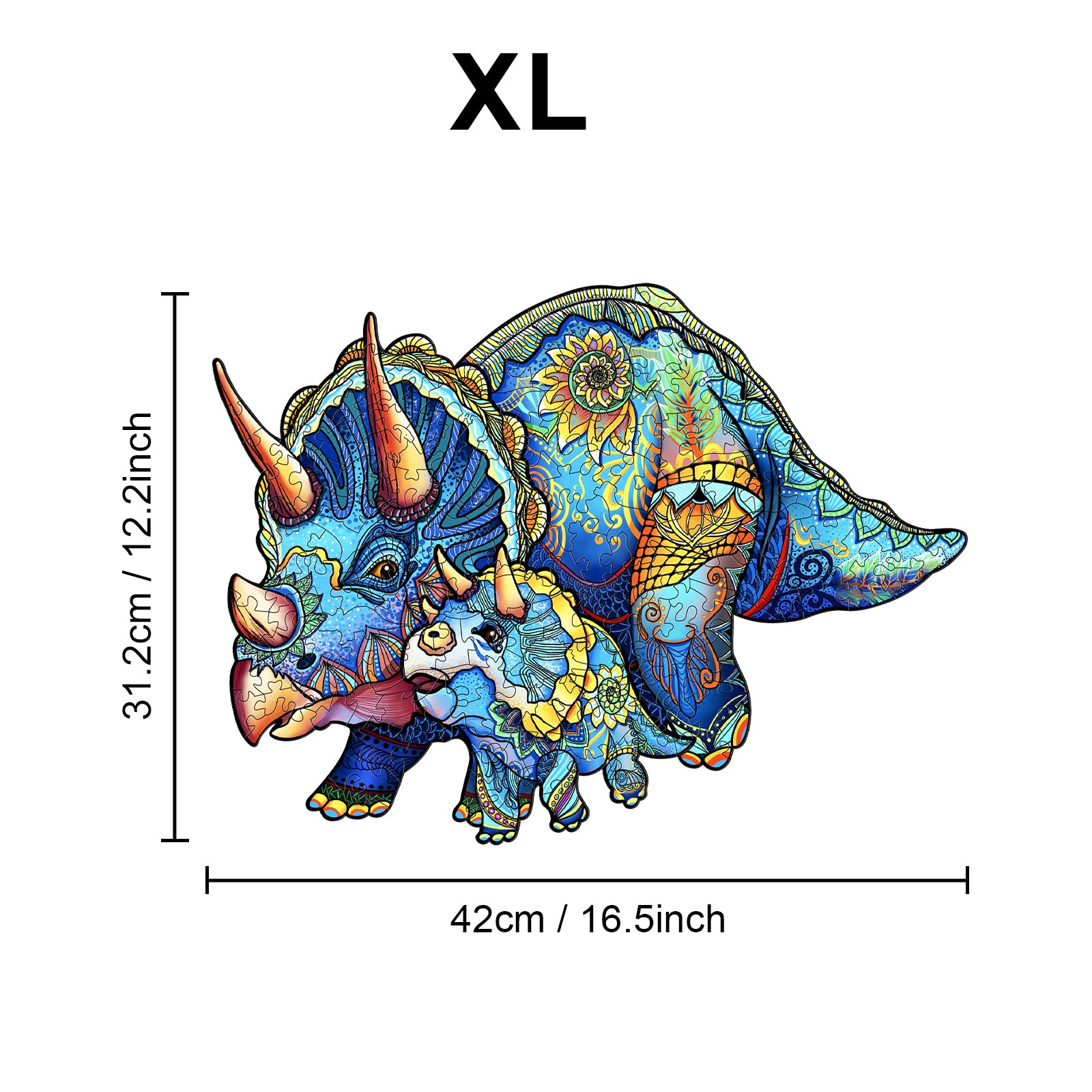 Pefelife Wooden Jigsaw Puzzle for Adults, Triceratops Puzzle