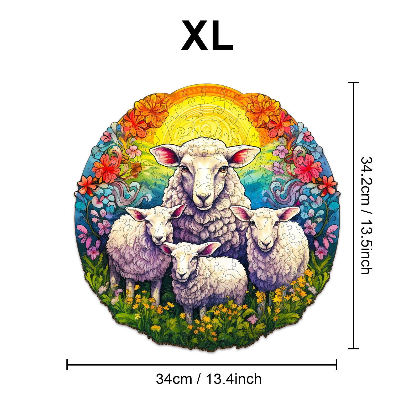 Pefelife Wooden Jigsaw Puzzle for Adults, Mandala Sheep Puzzle