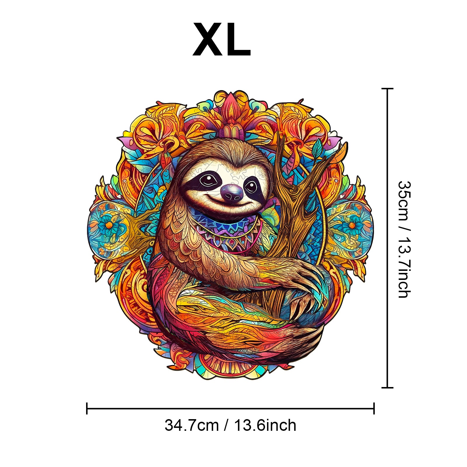 Pefelife Wooden Jigsaw Puzzle for Adults, A Happy Sloth Puzzle