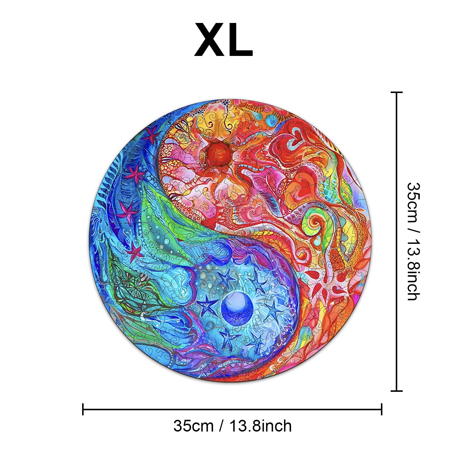 Pefelife Wooden Jigsaw Puzzle for Adults, Mandala Yin-yang Mandala Puzzle