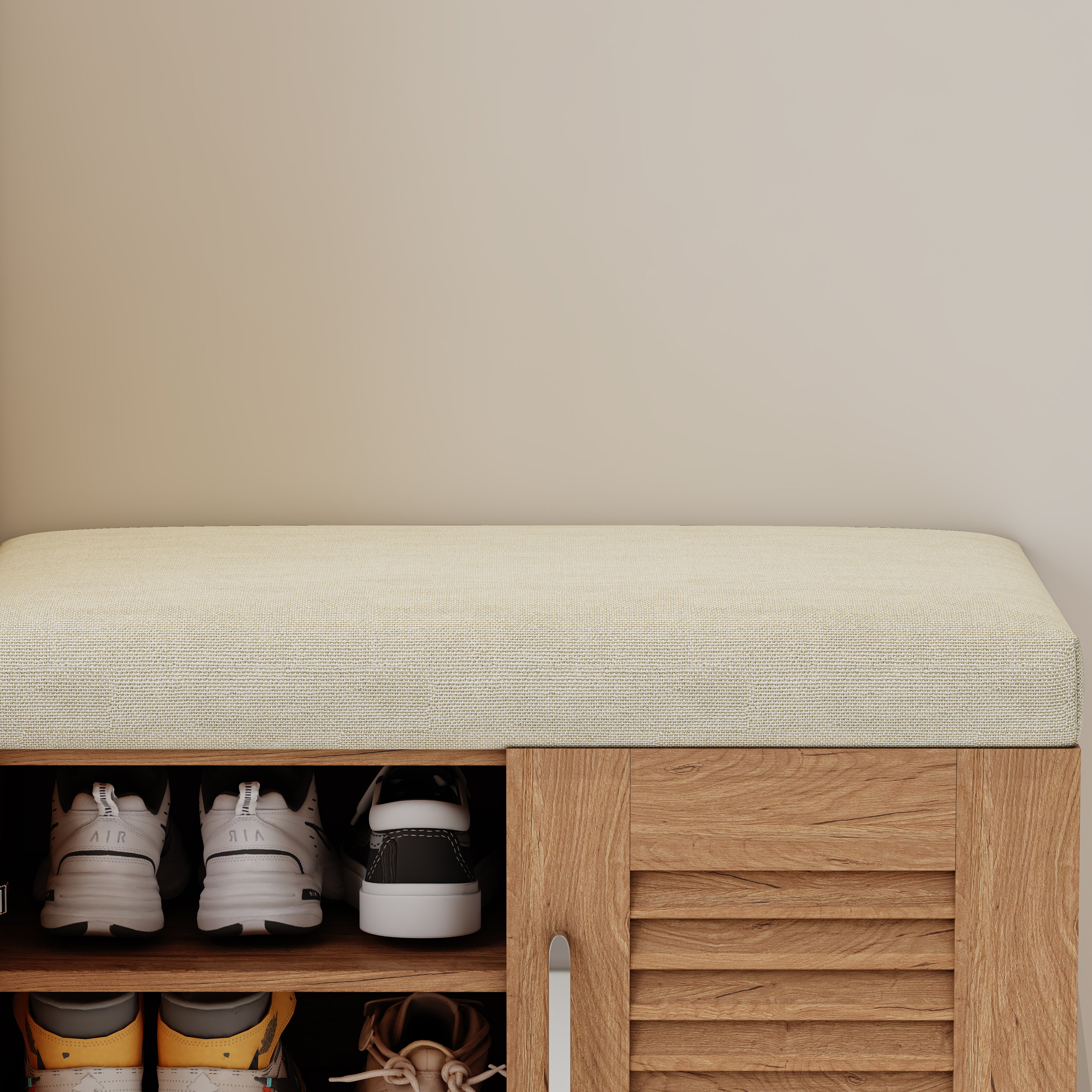 Pefelife 28.74in Shoe Storage Entryway Bench with Adjustable Shelves
