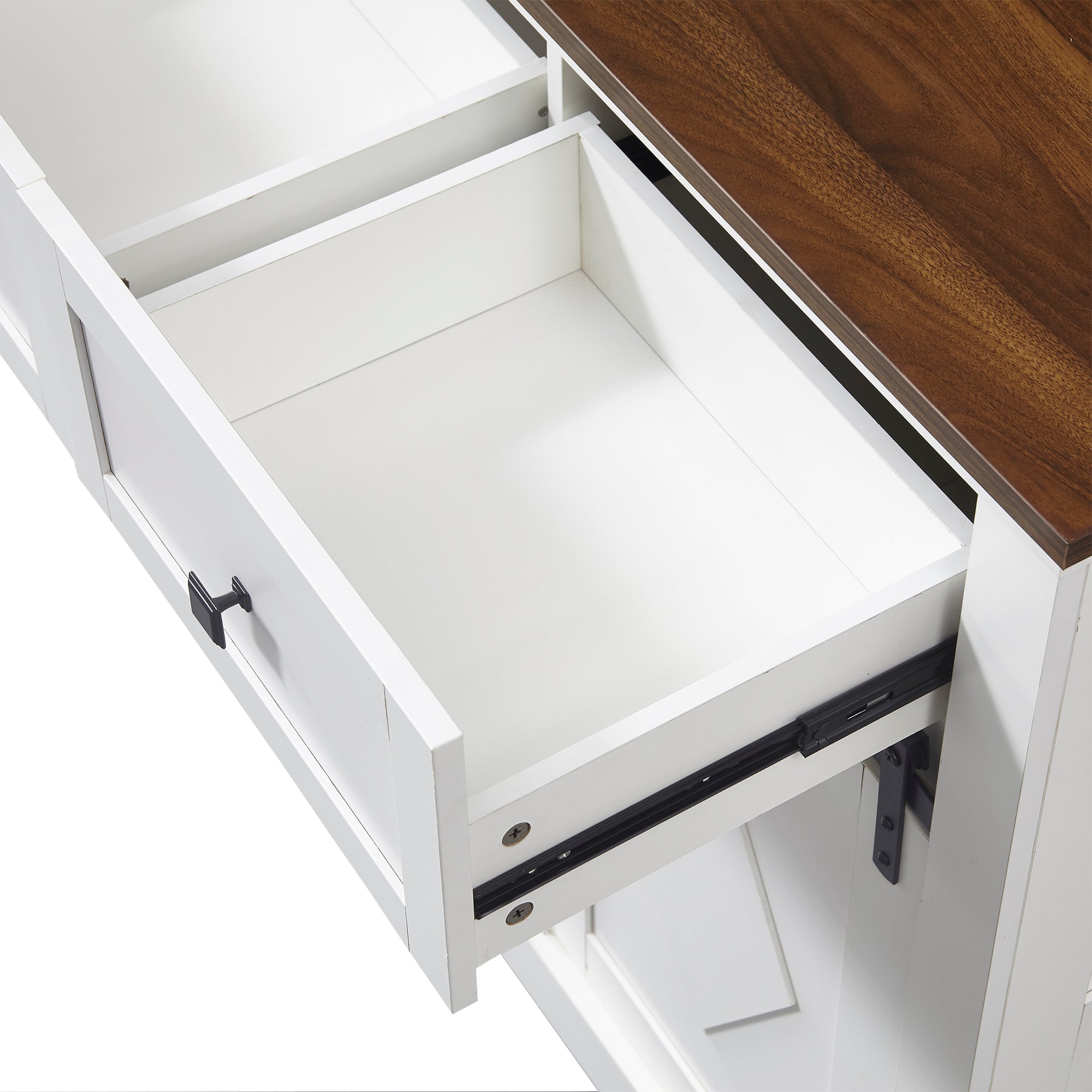 Pefelife Farmhouse Coffee Bar, Wood Accent Floor Cupboard Cabinet Antique White