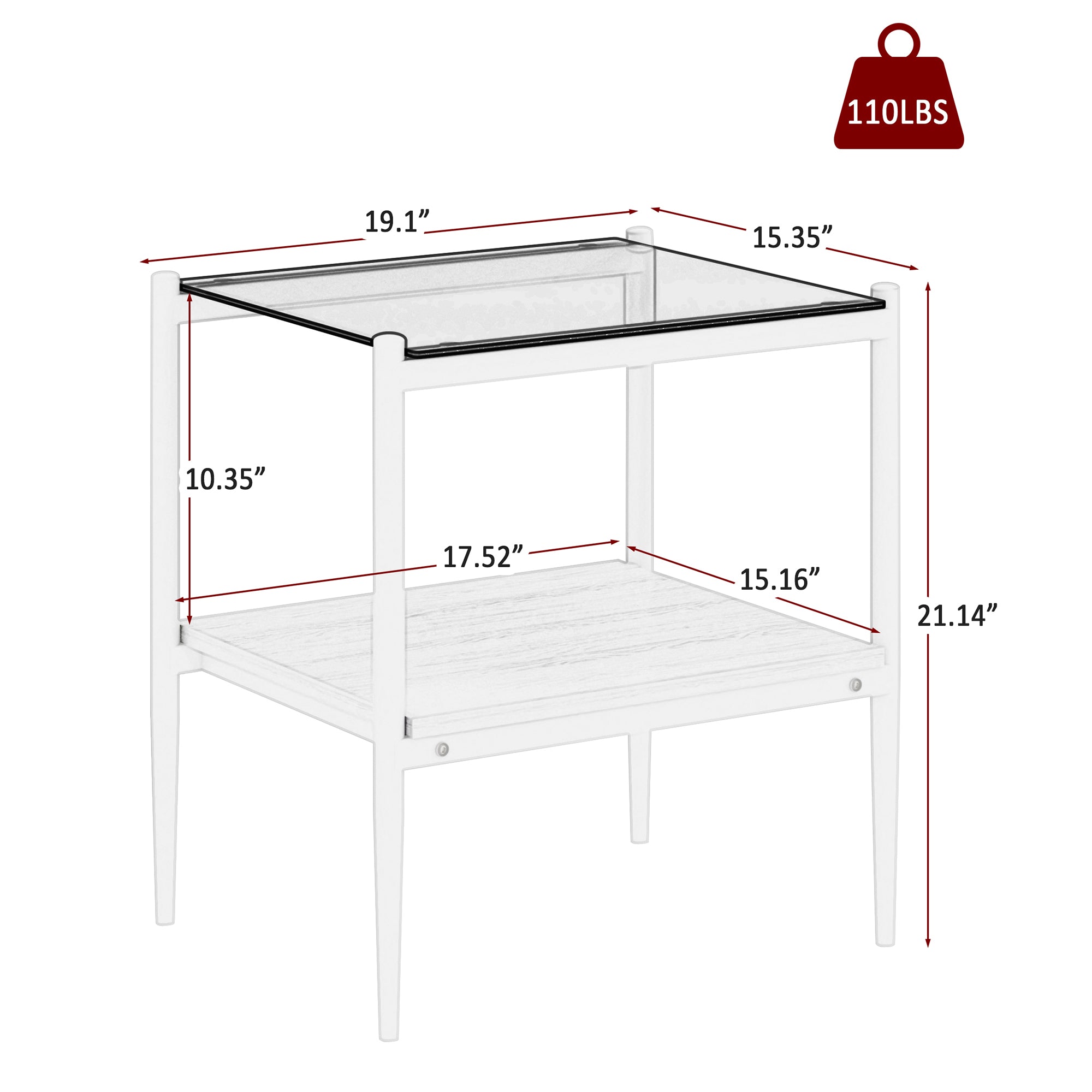 Pefelife Coffee Table Set and End Tables Set with Tempered Glass Tabletop and Metal Frame