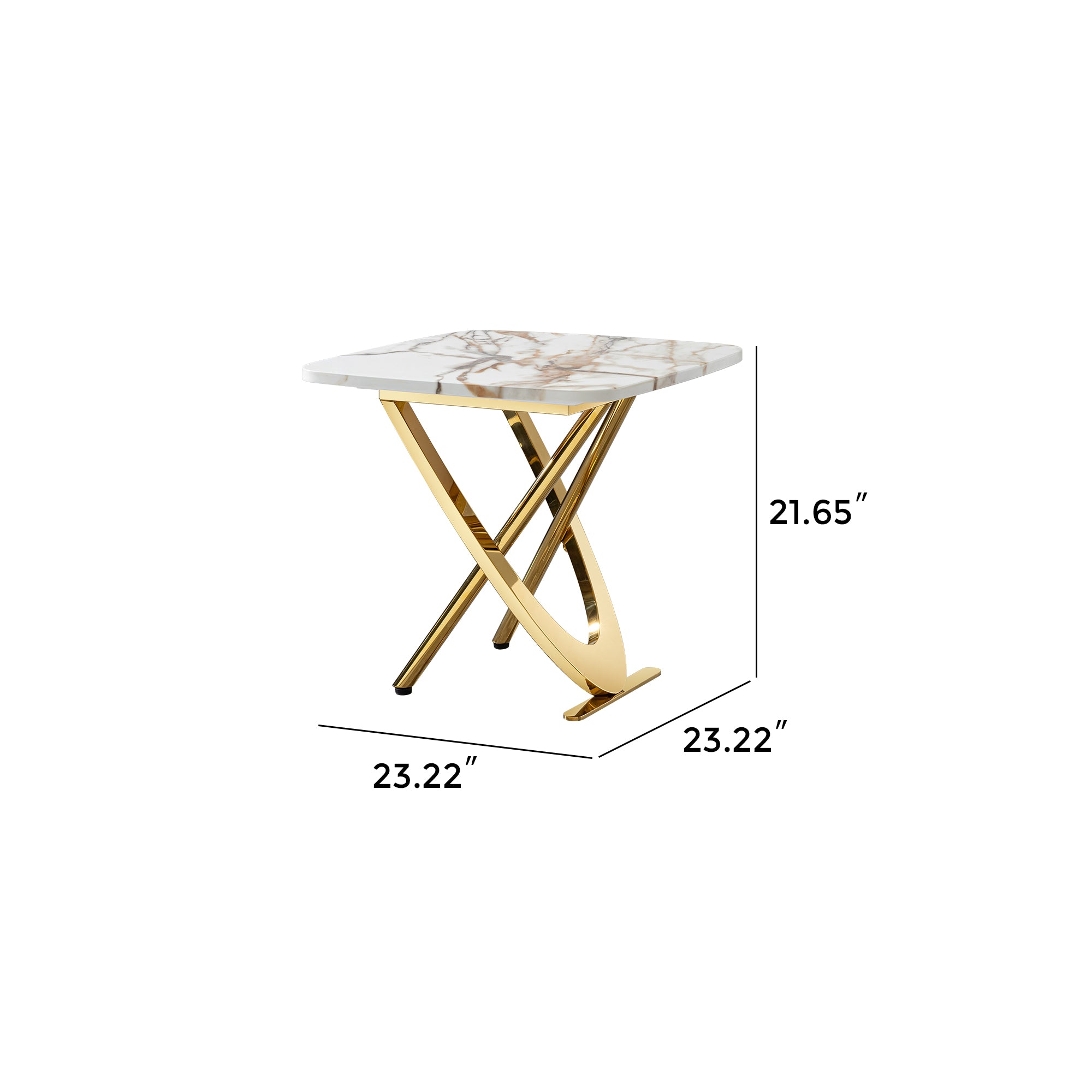 Pefelife Square Living Room Side Tables with Faux Marble Top