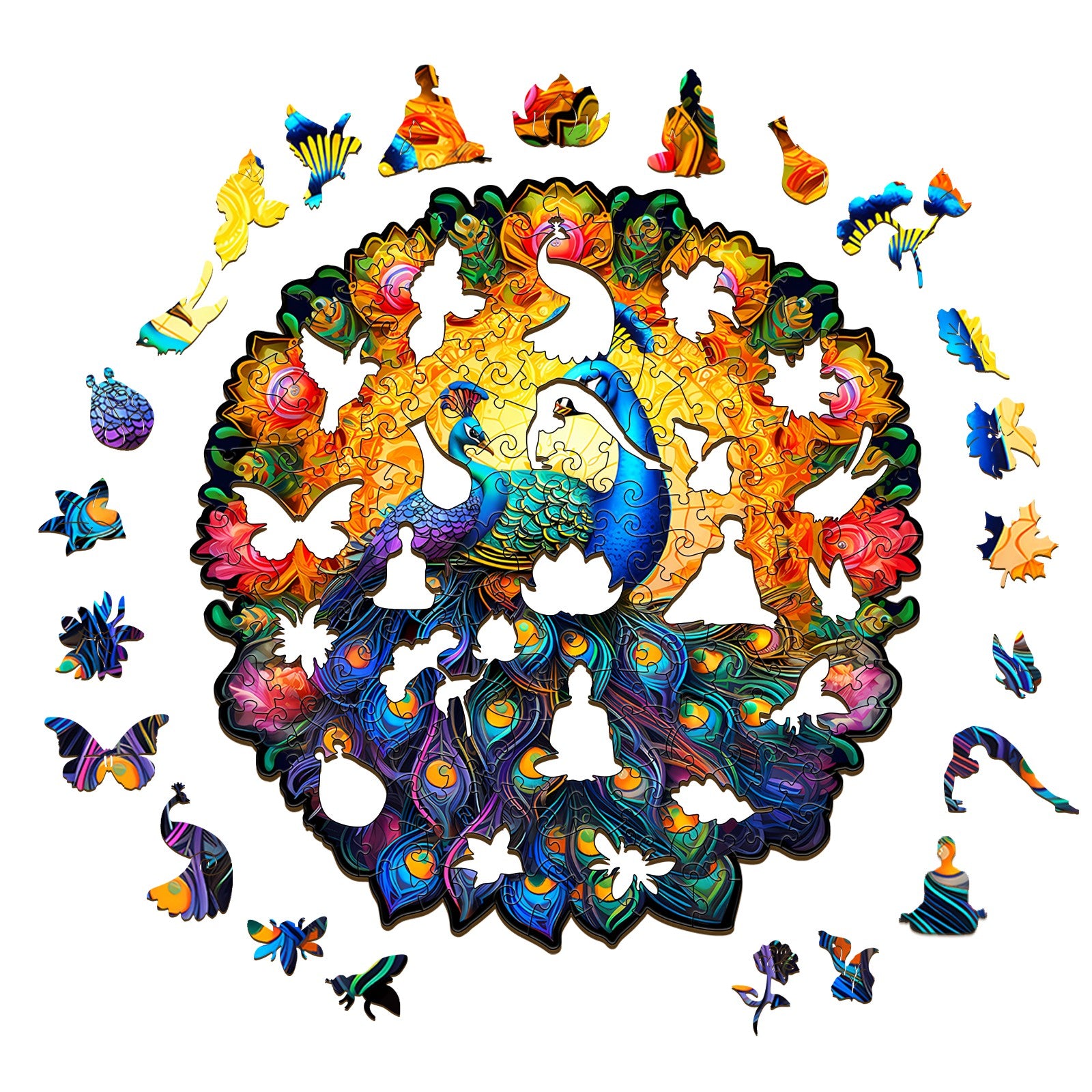 Pefelife Wooden Jigsaw Puzzle for Adults, Peacock Puzzle
