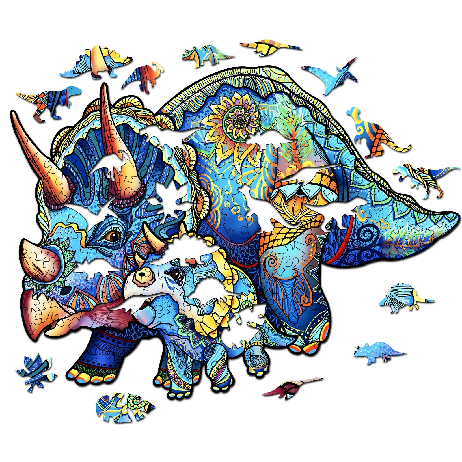 Pefelife Wooden Jigsaw Puzzle for Adults, Triceratops Puzzle