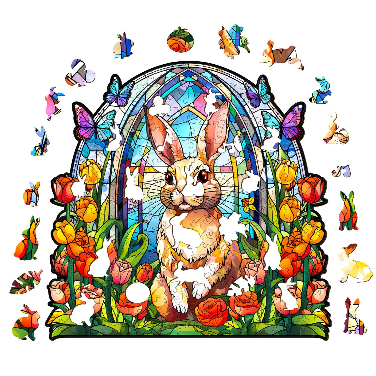 Pefelife Wooden Jigsaw Puzzle for Adults, Rabbit Puzzle