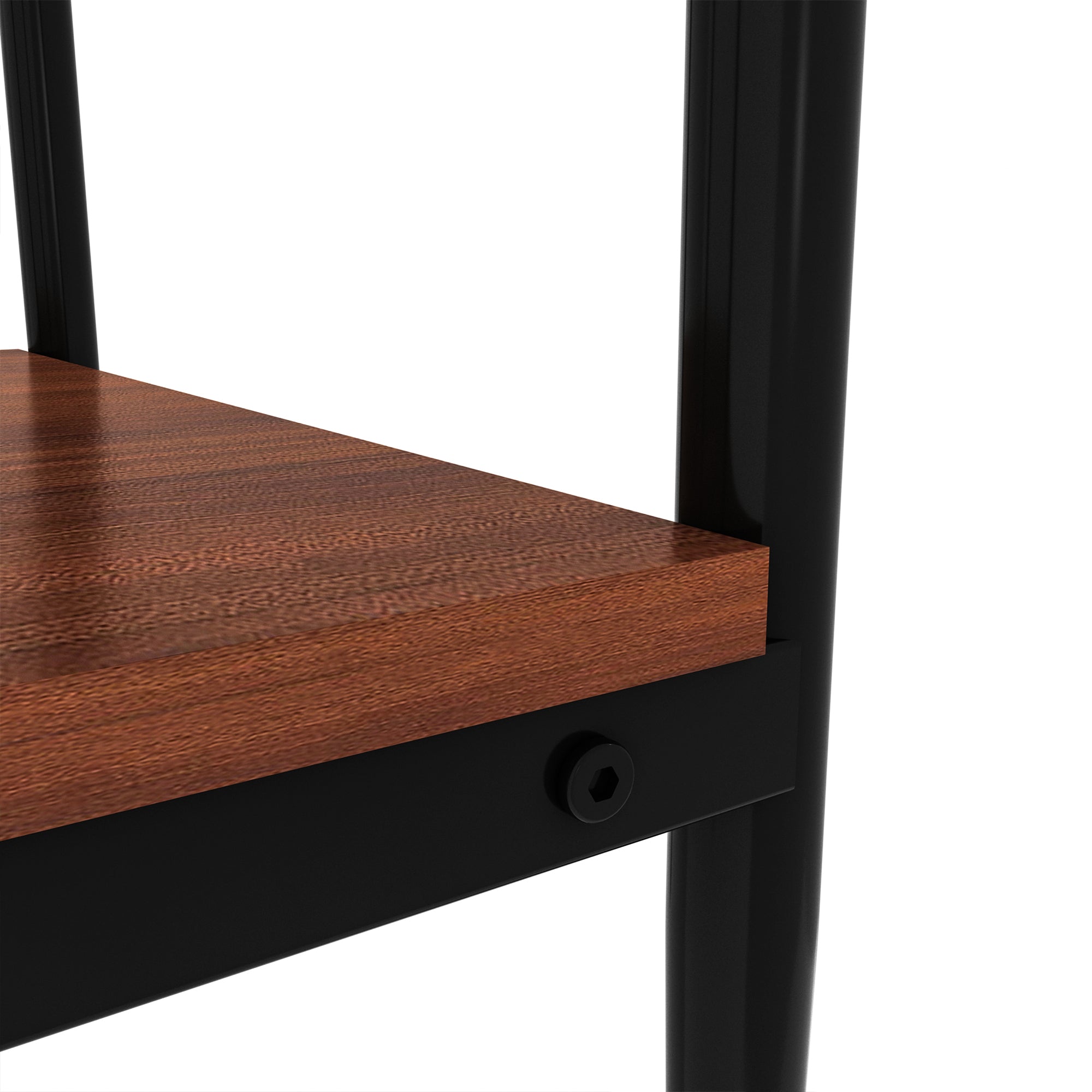 Pefelife Tempered Glass End Table Set of 2 with Wooden Storage Shelf