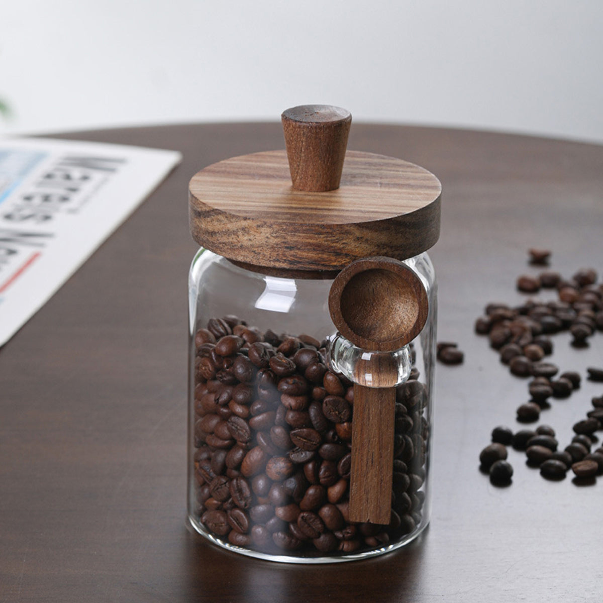 Pefelife Glass Coffee Storage Jars with Airtight Bamboo Lids Spoon