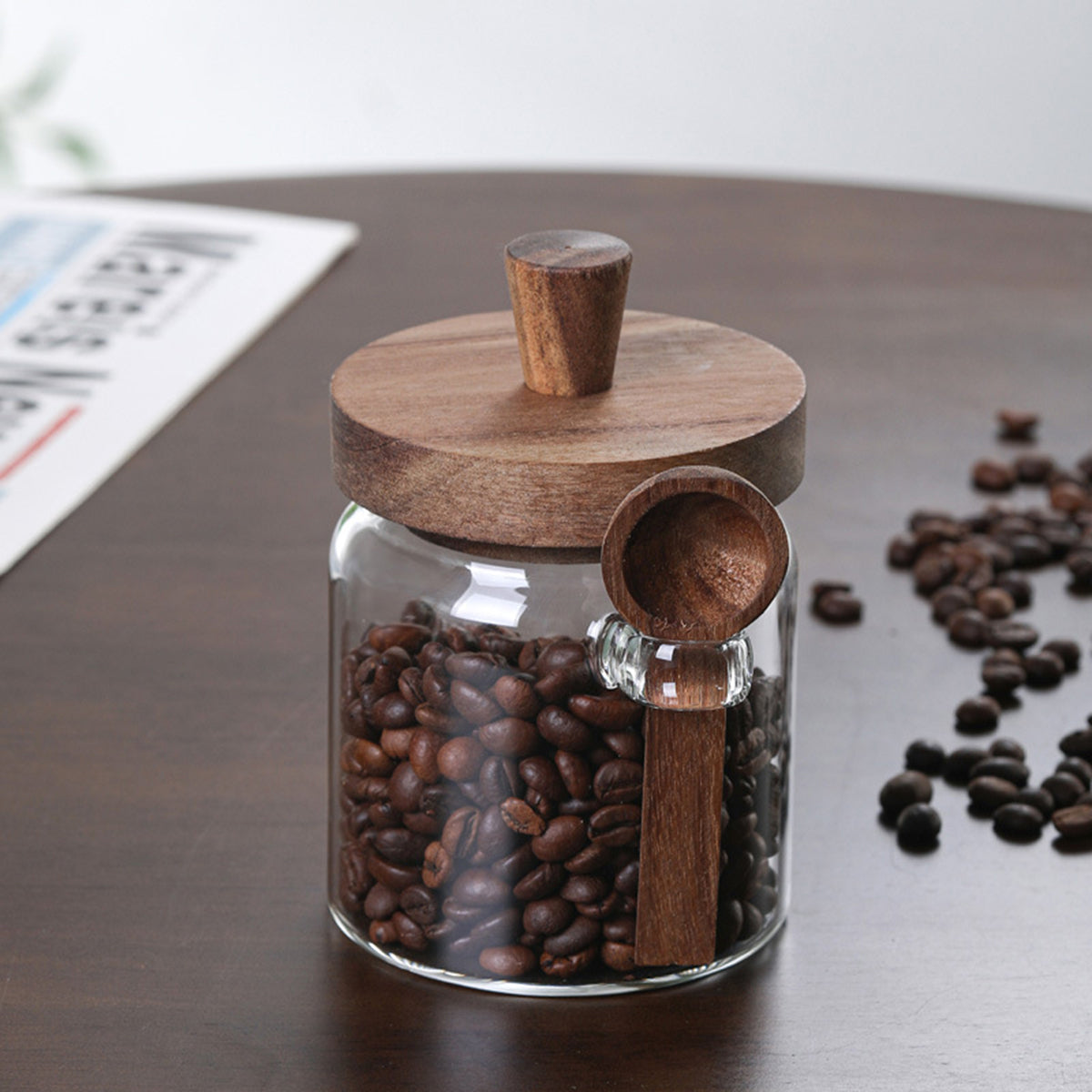 Pefelife Glass Coffee Storage Jars with Airtight Bamboo Lids Spoon