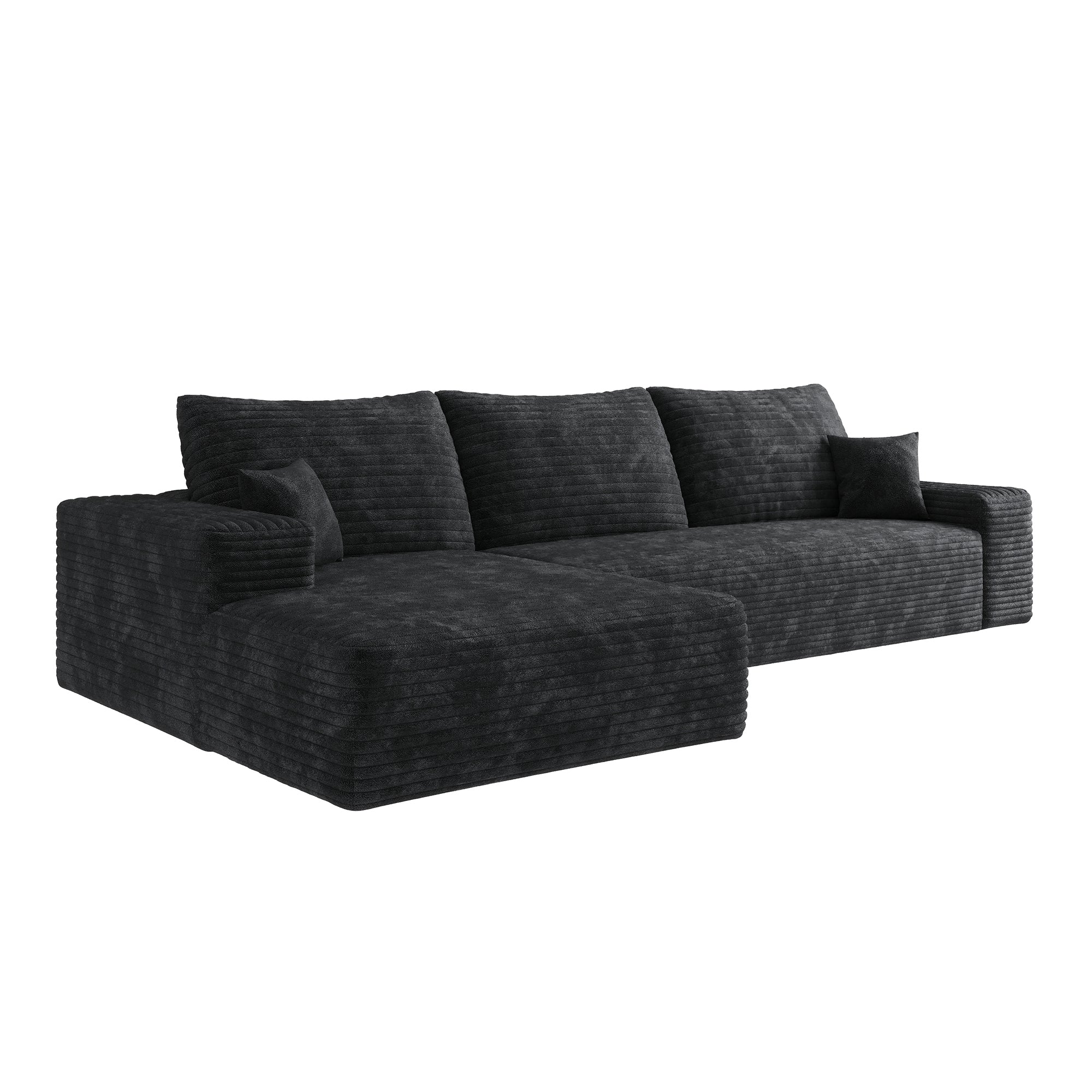 Pefelife 107in L-Shape Deep Seat Couch with Chaise, Right Facing Chaise