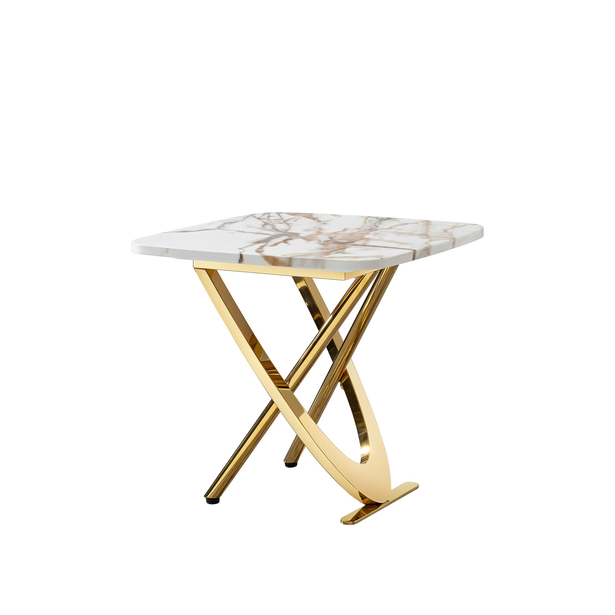 Pefelife Square Living Room Side Tables with Faux Marble Top