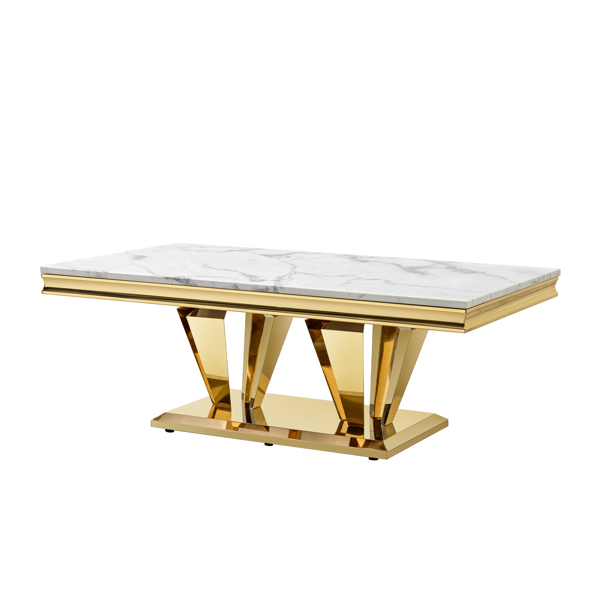 Pefelife Coffee Table, Stainless Steel Base with Gold Mirror Finish Leg