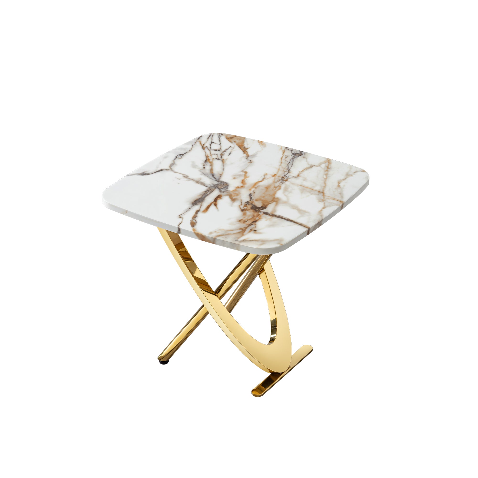 Pefelife Square Living Room Side Tables with Faux Marble Top