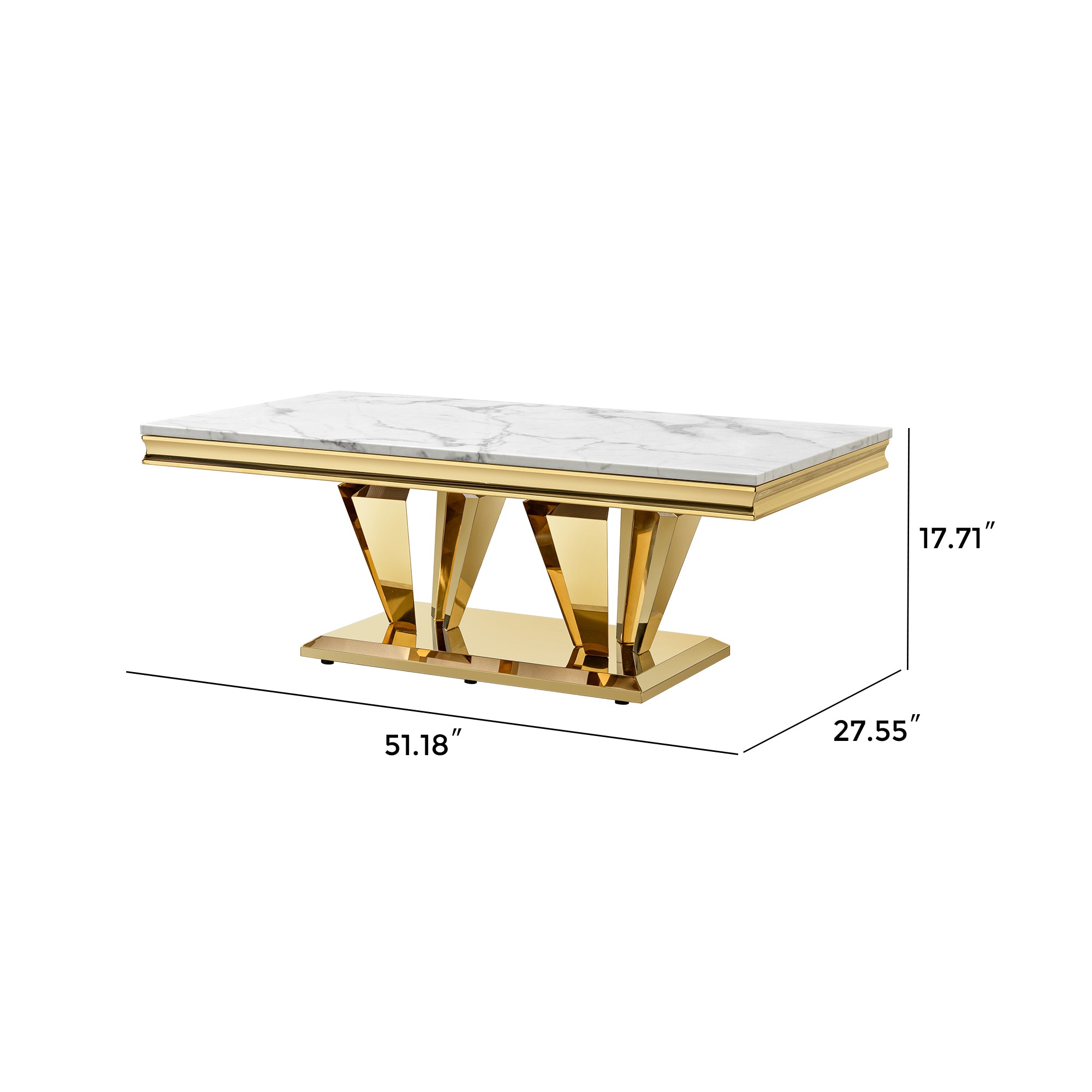 Pefelife Coffee Table, Stainless Steel Base with Gold Mirror Finish Leg