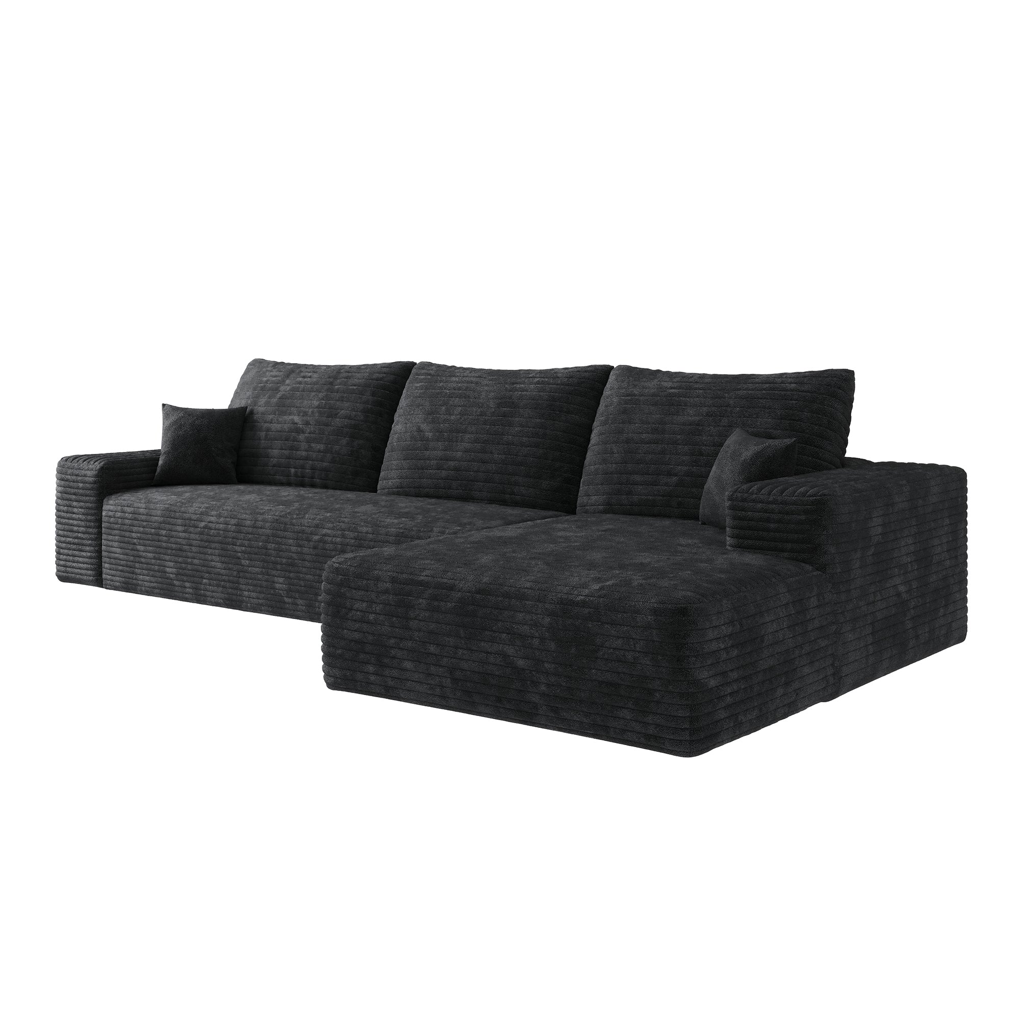 Pefelife 107in L-Shape Deep Seat Couch with Chaise, Right Facing Chaise