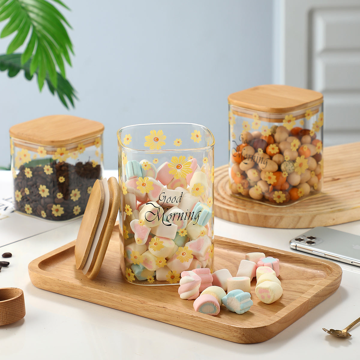 Pefelife 1500ml Glass Jar with Lid Large Clear Food Storage Containers